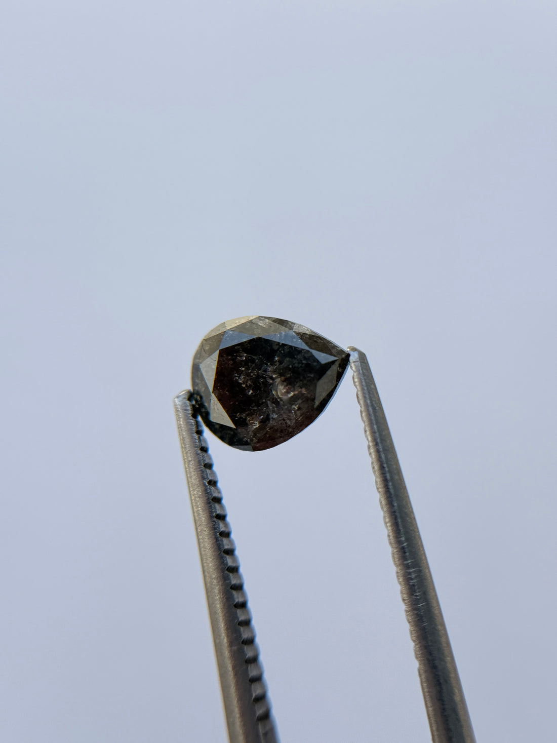 1.25 Ct Pear Rose Cut Grey Natural Salt and Pepper Diamond
