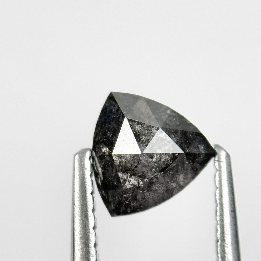 0.42 Ct Trillion Rose Cut Grey Natural Salt and Pepper Diamond