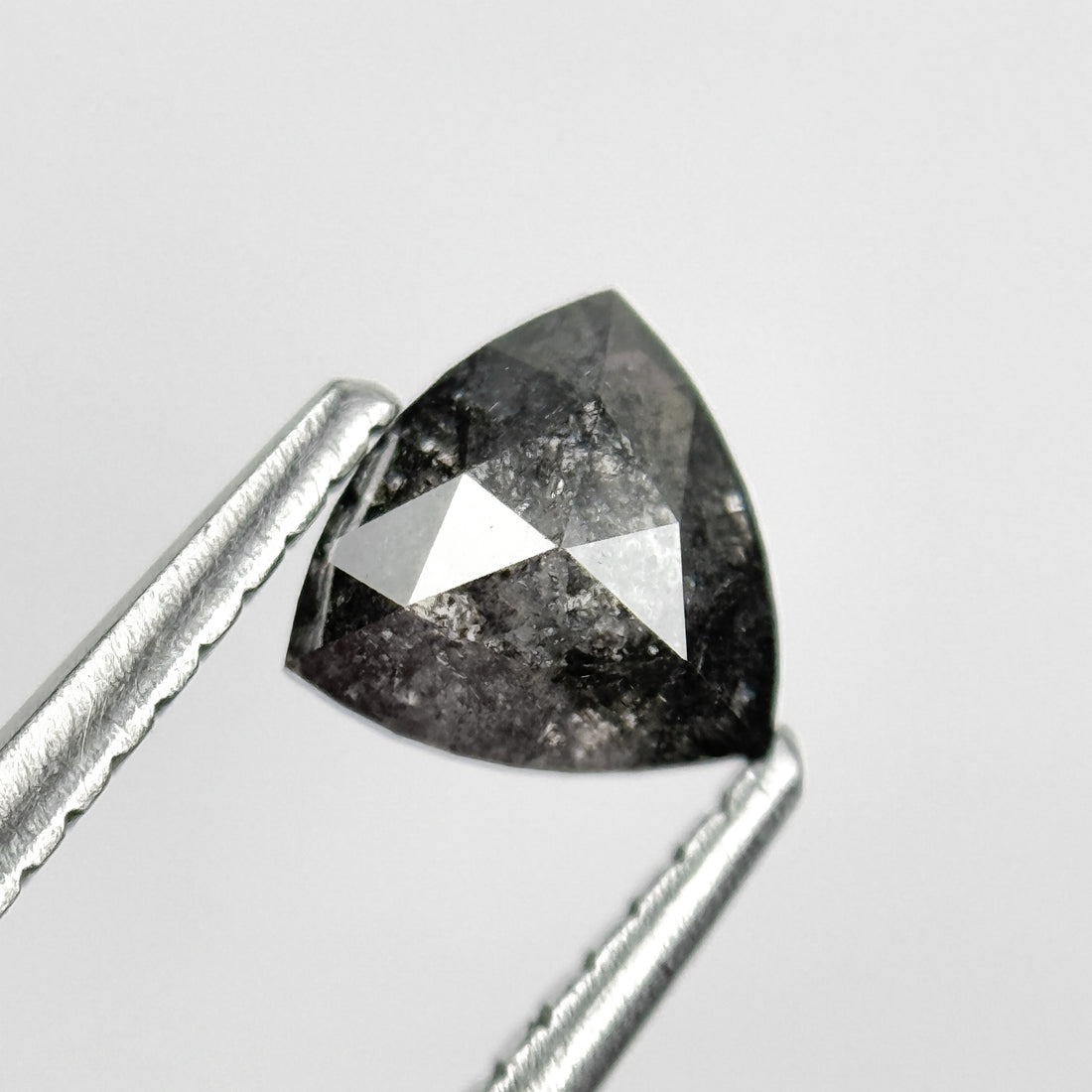 0.42 Ct Trillion Rose Cut Grey Natural Salt and Pepper Diamond