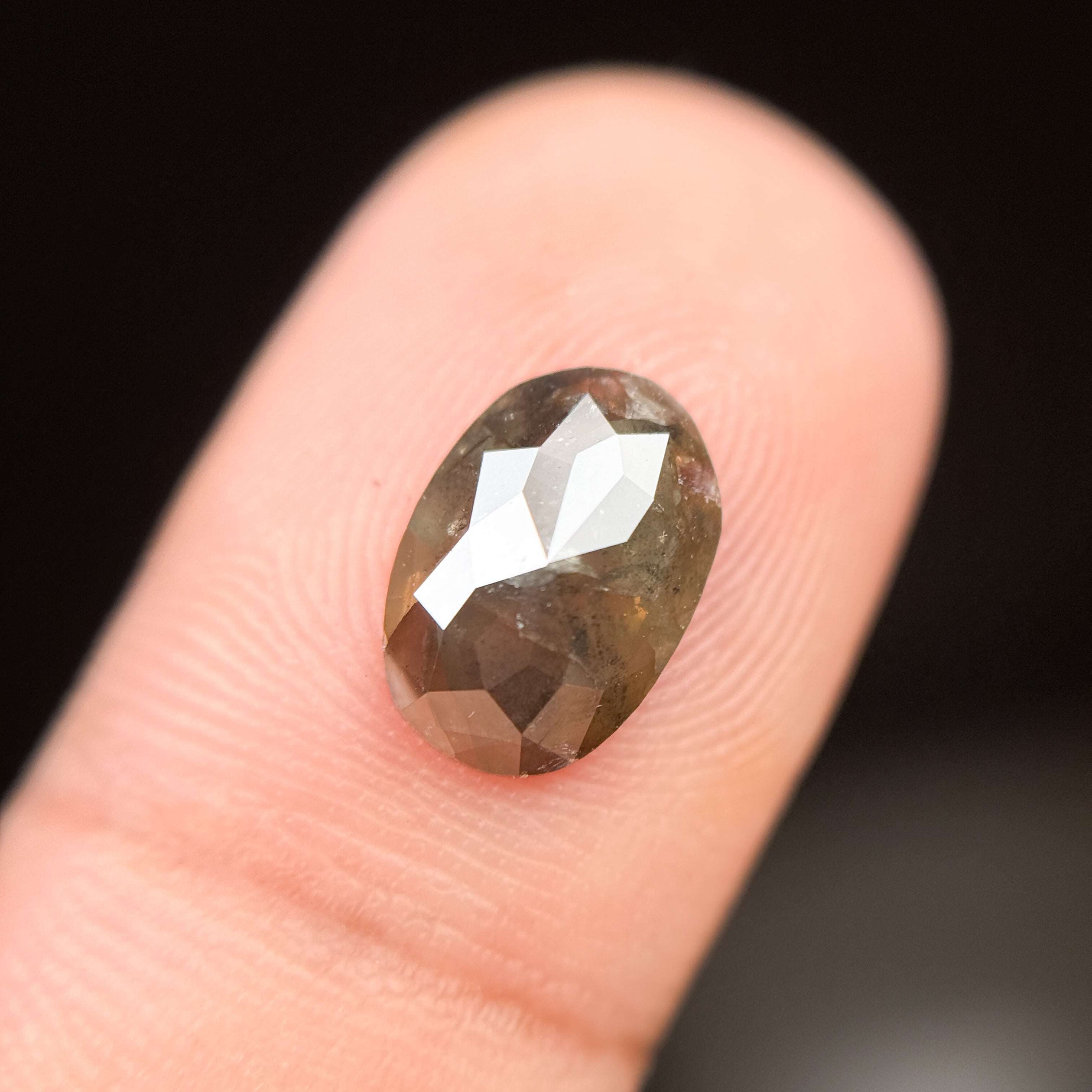 2.27 Ct Oval Rose Cut Brown Natural Salt and Pepper Diamond