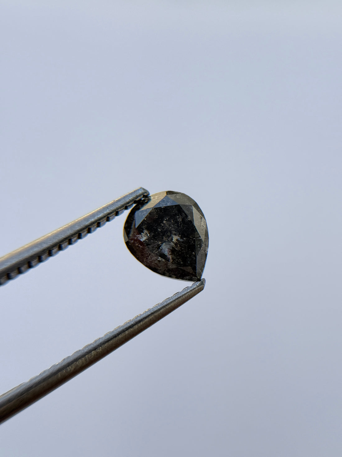 1.25 Ct Pear Rose Cut Grey Natural Salt and Pepper Diamond