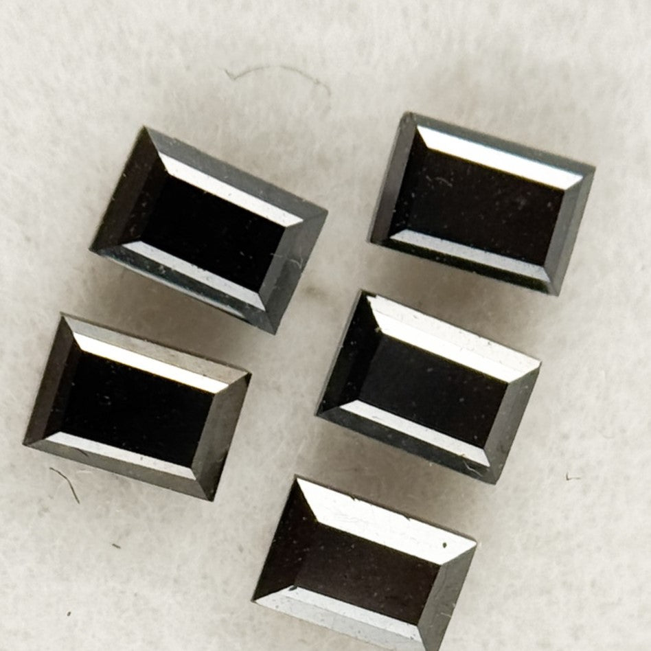 3 MM Baguette Rose Cut Black Natural Fancy Diamond