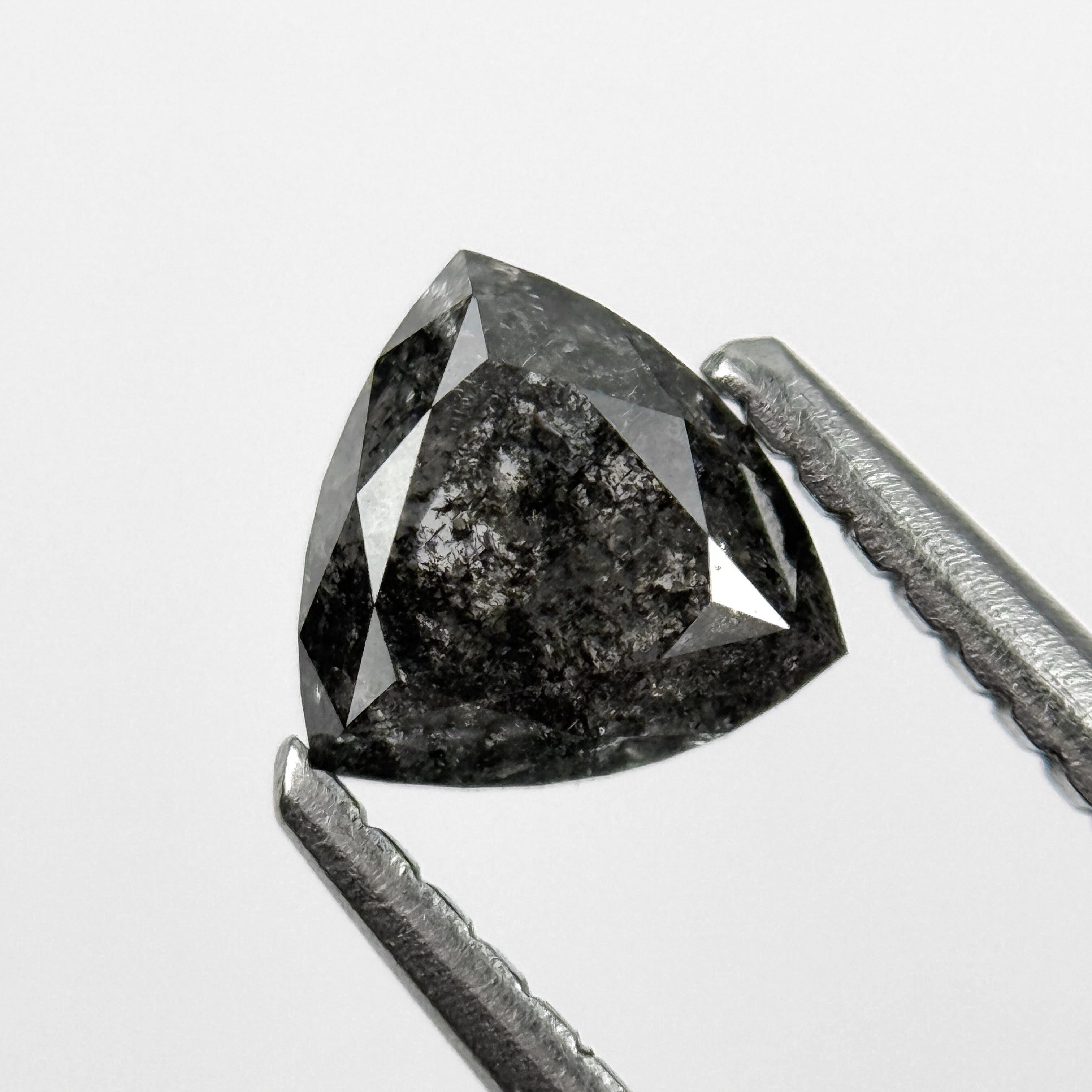 0.42 Ct Trillion Rose Cut Grey Natural Salt and Pepper Diamond