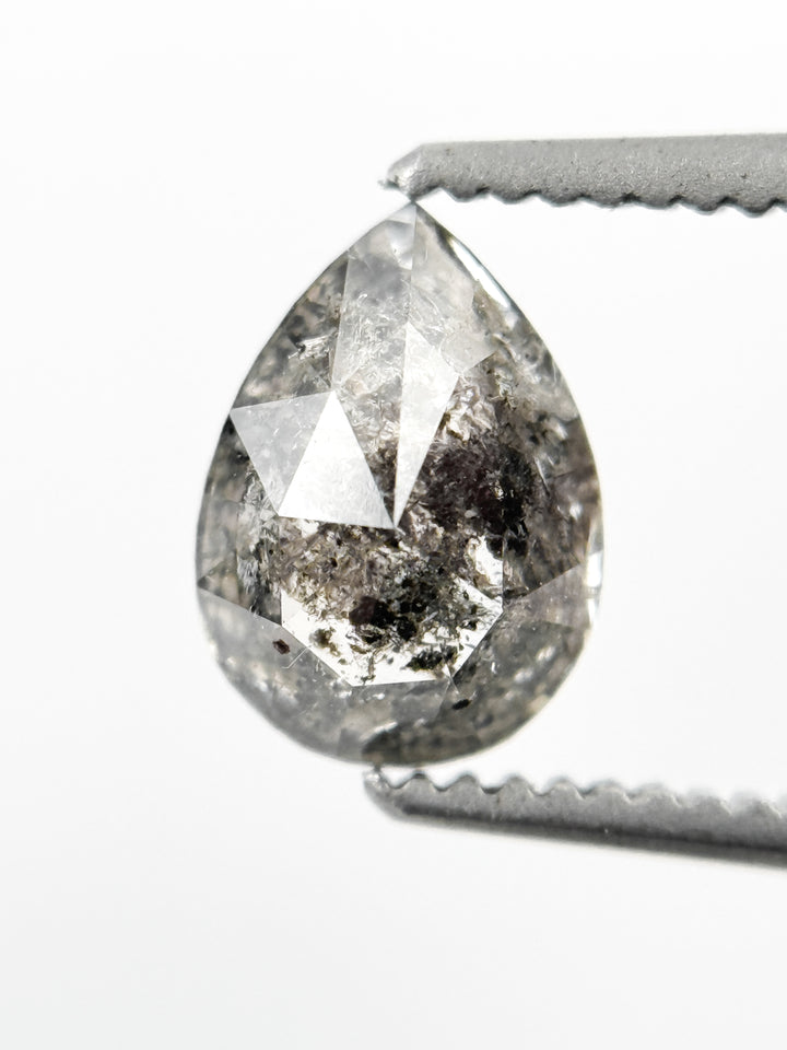 1.06 Ct Pear Rose Cut Grey Natural Salt and Pepper Diamond