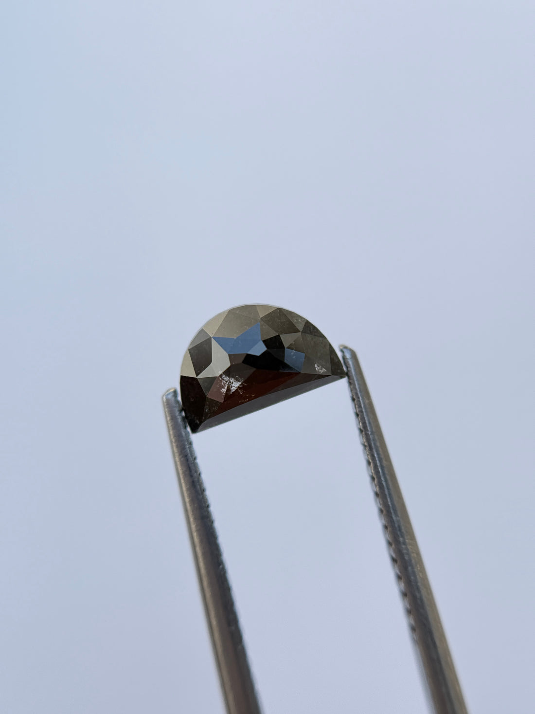 1.30 Ct Half Moon Rose Cut Grey Natural Salt and Pepper Diamond