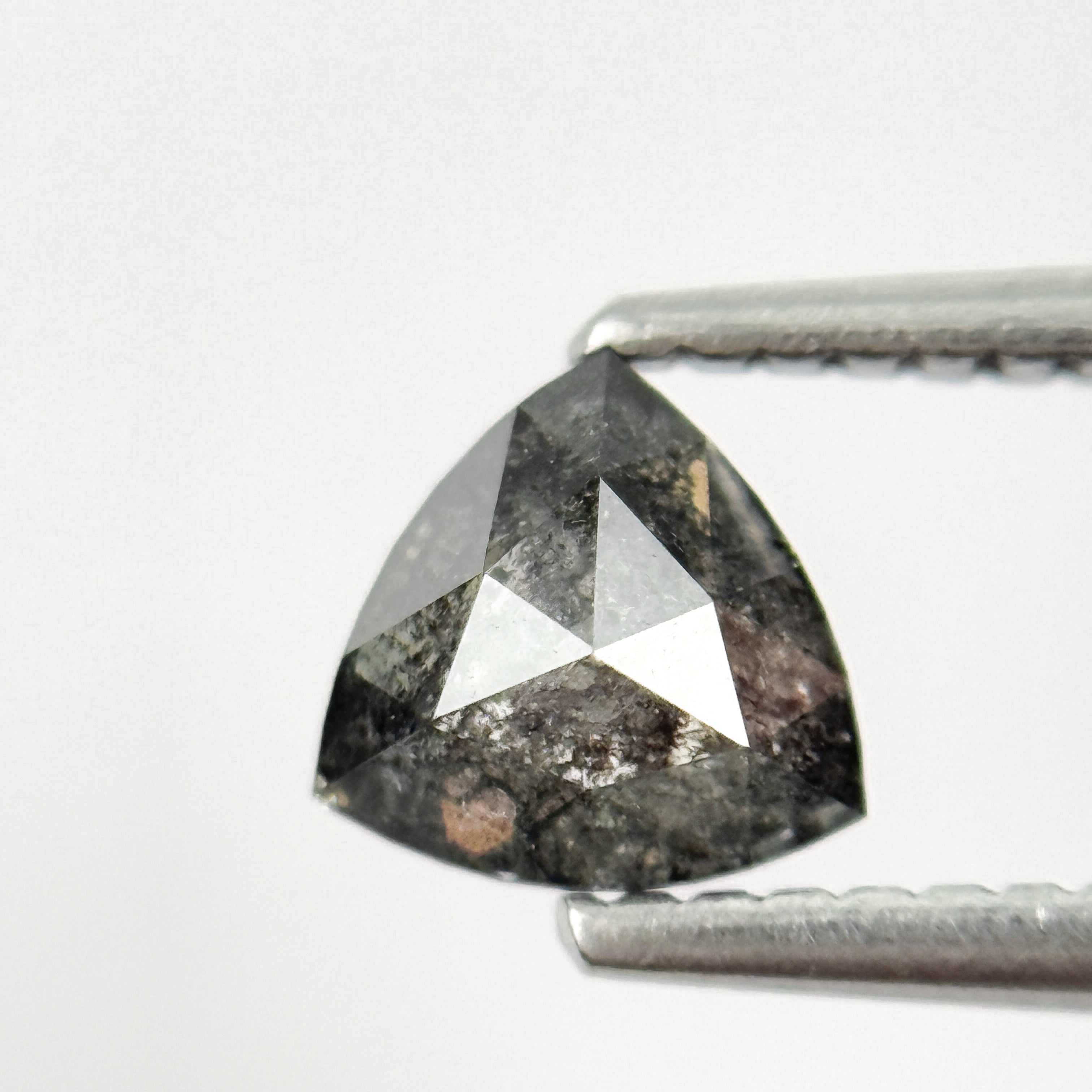 0.42 Ct Trillion Rose Cut Grey Natural Salt and Pepper Diamond