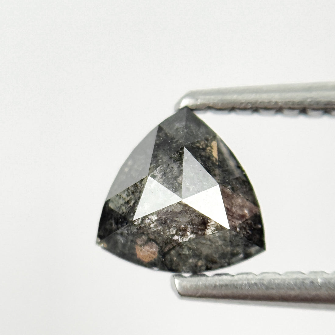 0.42 Ct Trillion Rose Cut Grey Natural Salt and Pepper Diamond