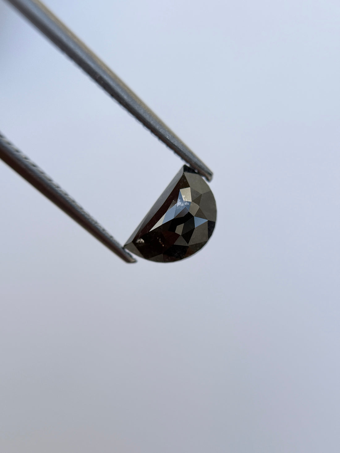 1.30 Ct Half Moon Rose Cut Grey Natural Salt and Pepper Diamond