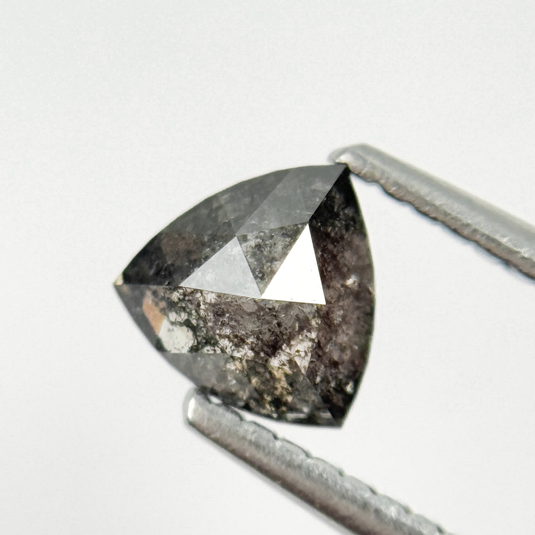 0.42 Ct Trillion Rose Cut Grey Natural Salt and Pepper Diamond