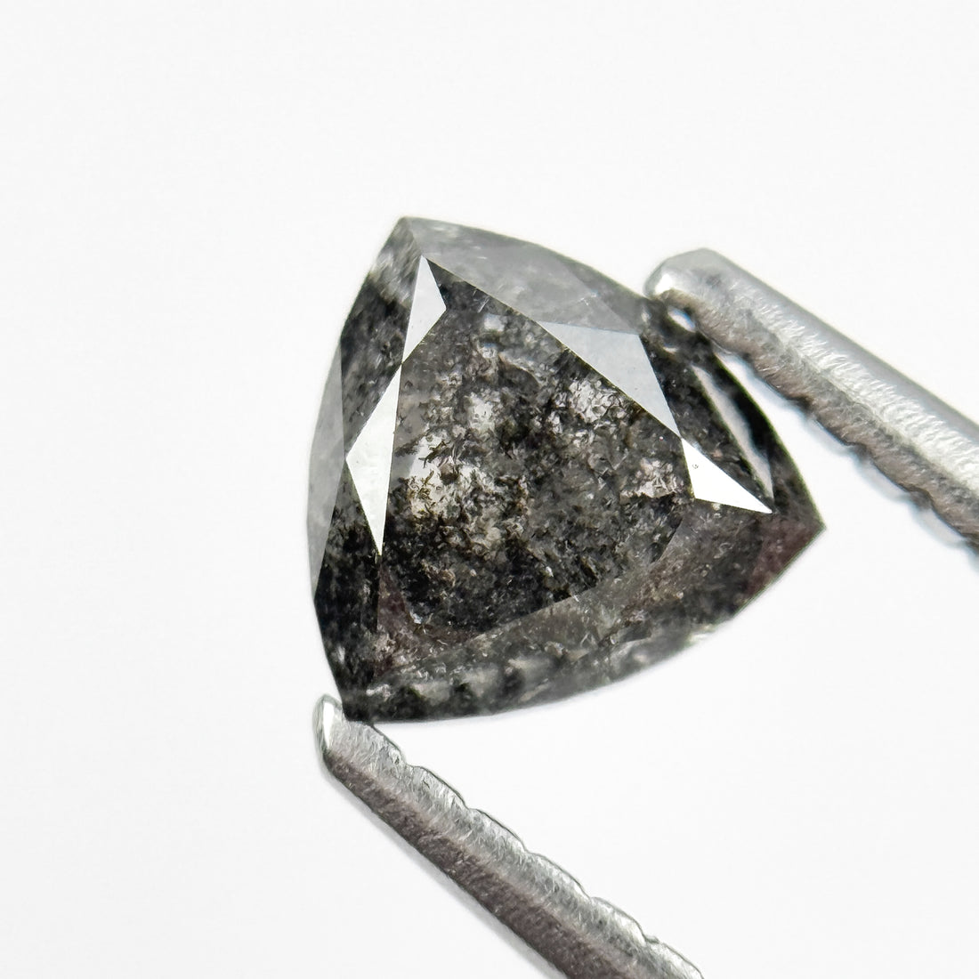 0.42 Ct Trillion Rose Cut Grey Natural Salt and Pepper Diamond