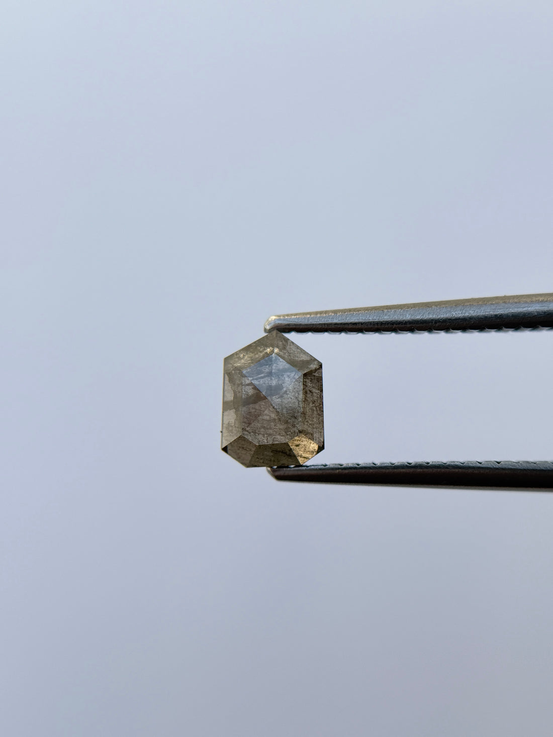 0.78 Ct Bullet Rose Cut Grey Natural Salt and Pepper Diamond