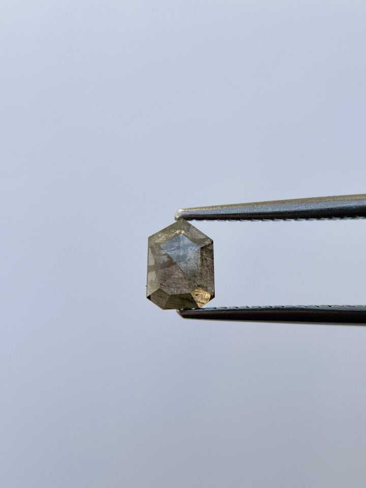 0.78 Ct Bullet Rose Cut Grey Natural Salt and Pepper Diamond