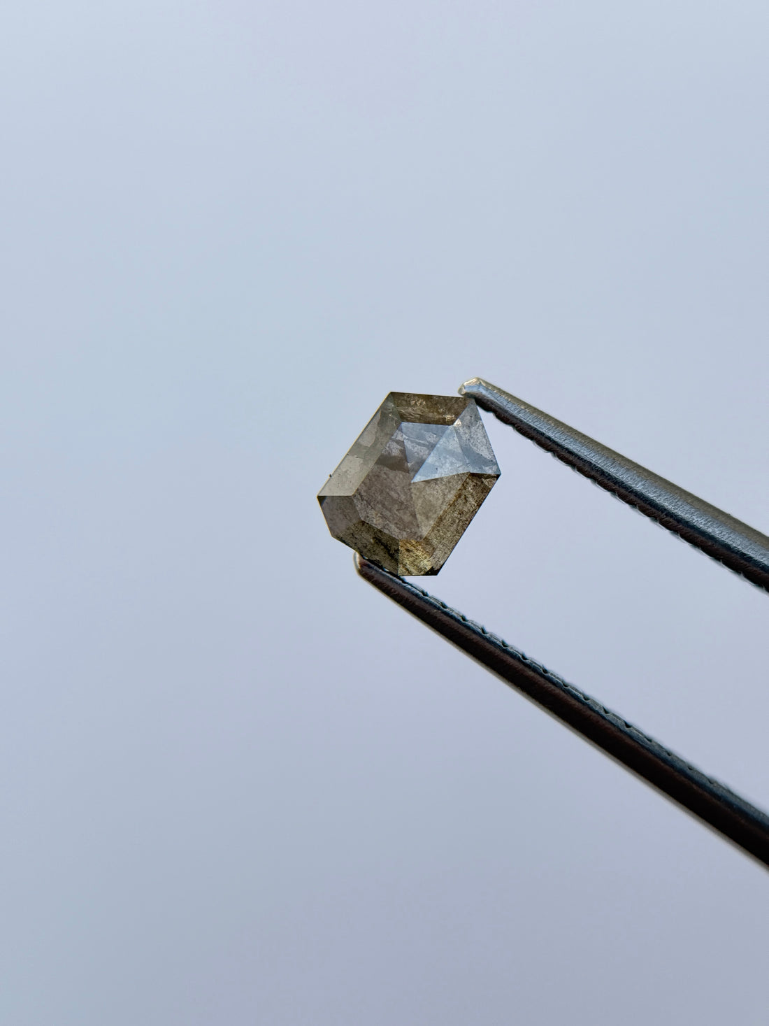 0.78 Ct Bullet Rose Cut Grey Natural Salt and Pepper Diamond
