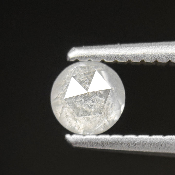 0.44 Ct Round Rose Cut White Natural Salt and Pepper Diamond