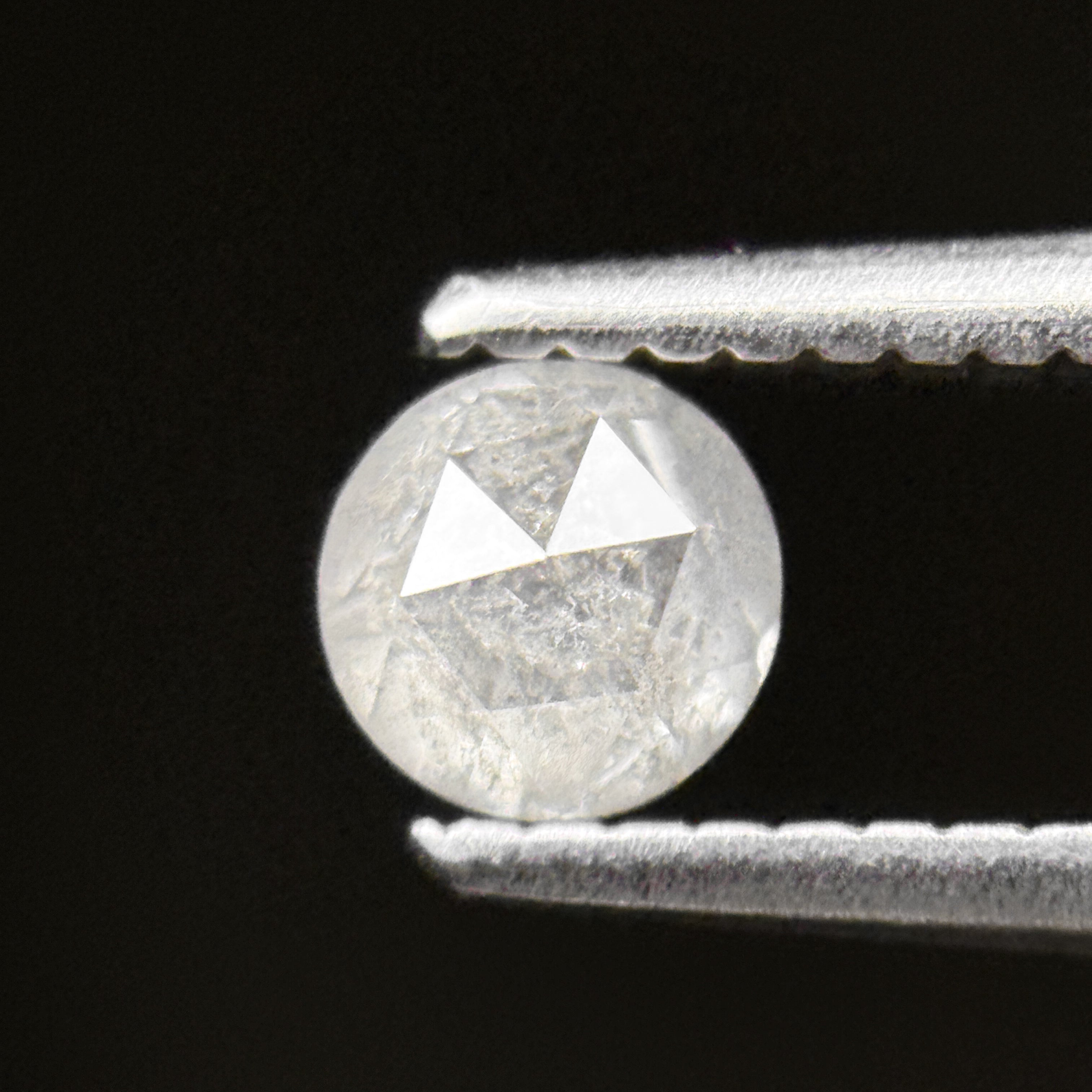 0.44 Ct Round Rose Cut White Natural Salt and Pepper Diamond