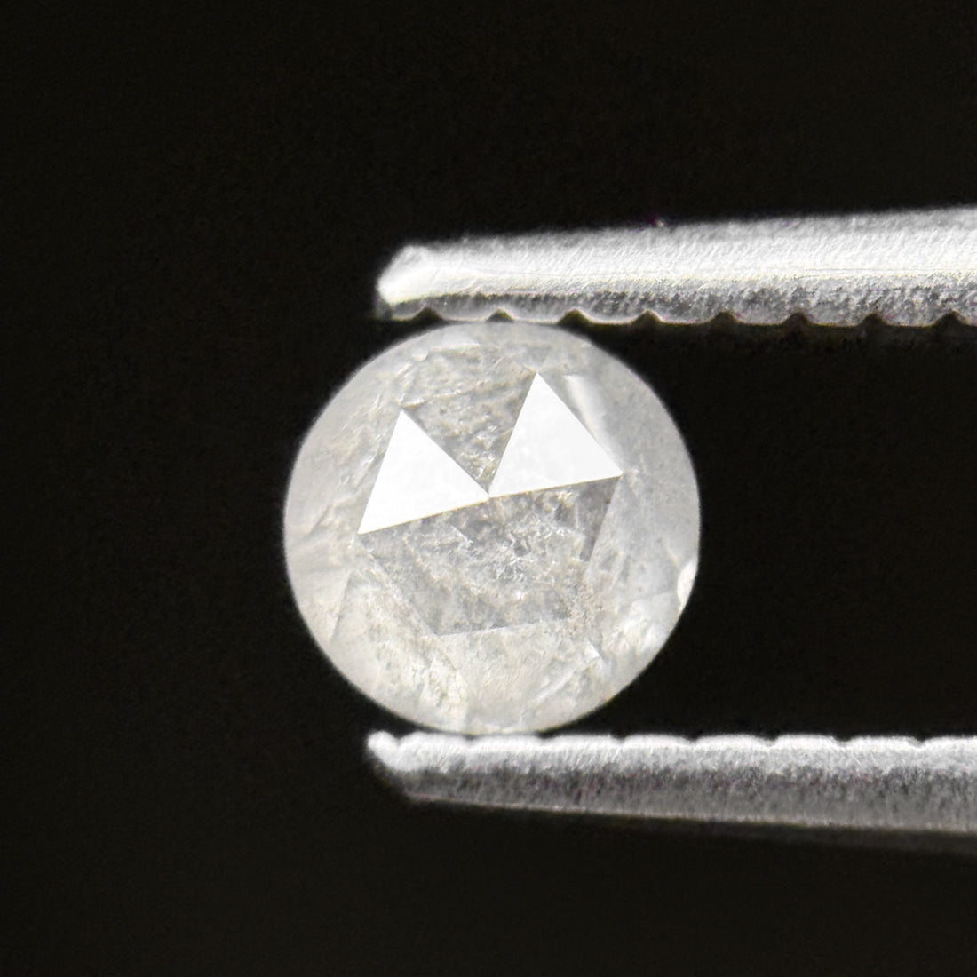 0.44 Ct Round Rose Cut White Natural Salt and Pepper Diamond
