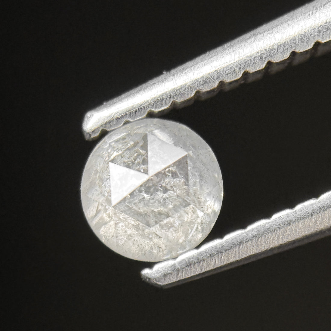 0.44 Ct Round Rose Cut White Natural Salt and Pepper Diamond