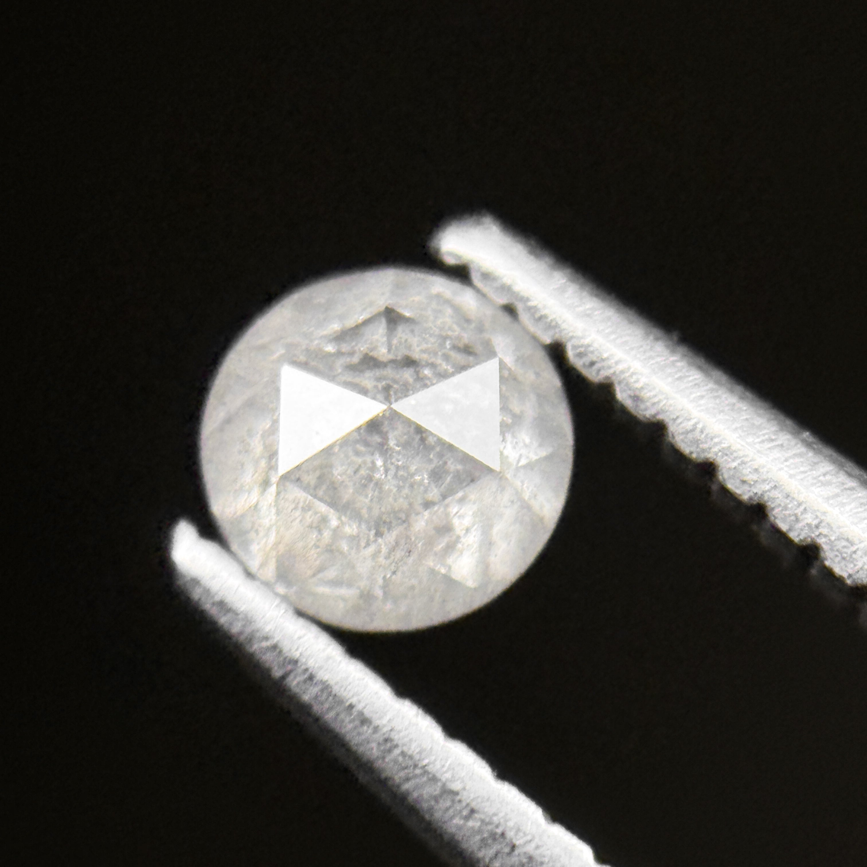 0.44 Ct Round Rose Cut White Natural Salt and Pepper Diamond