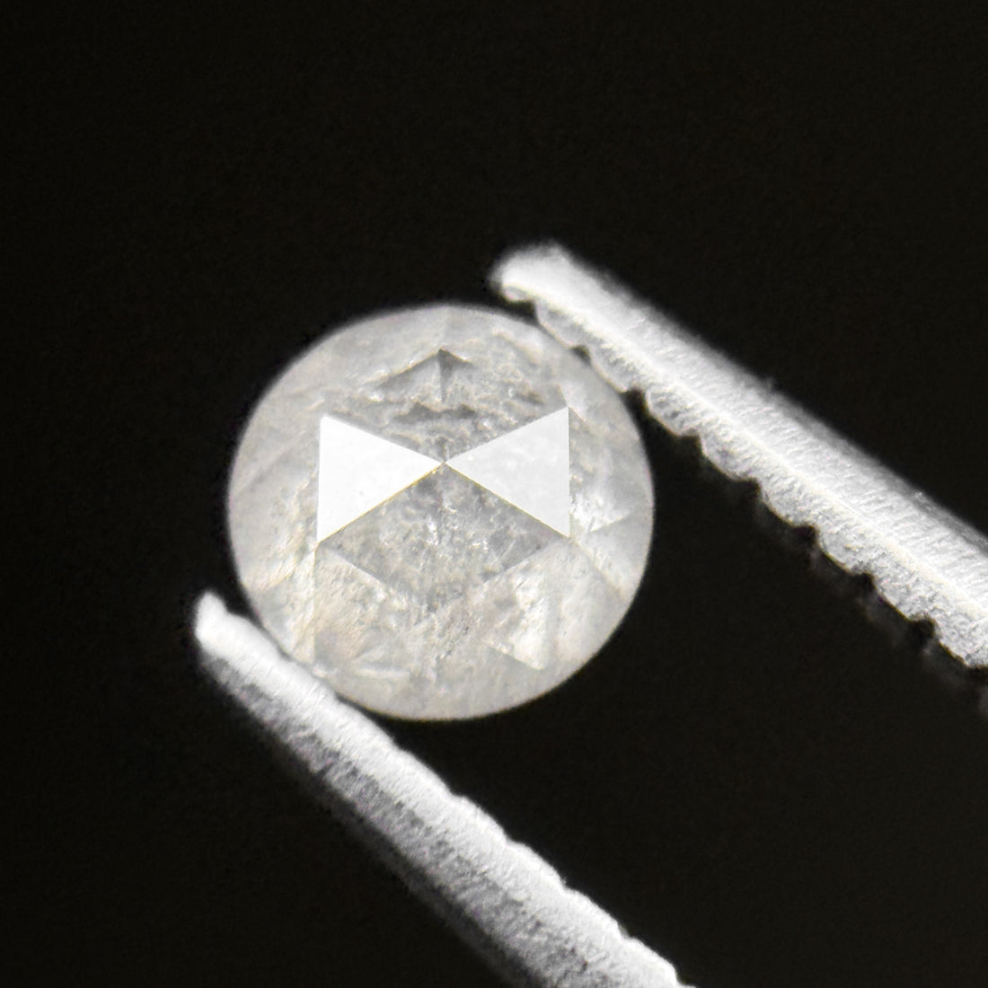 0.44 Ct Round Rose Cut White Natural Salt and Pepper Diamond
