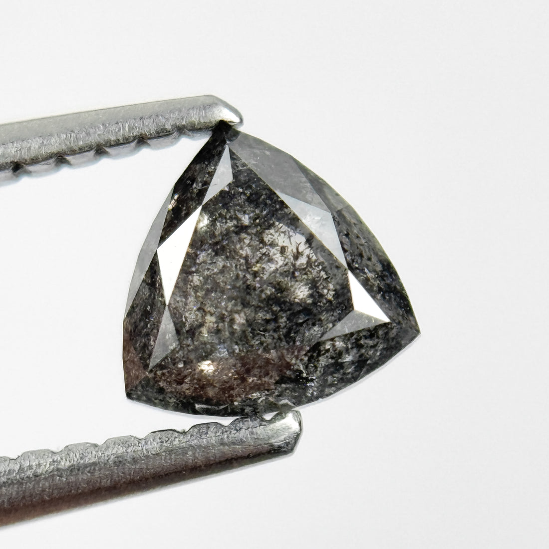 0.42 Ct Trillion Rose Cut Grey Natural Salt and Pepper Diamond