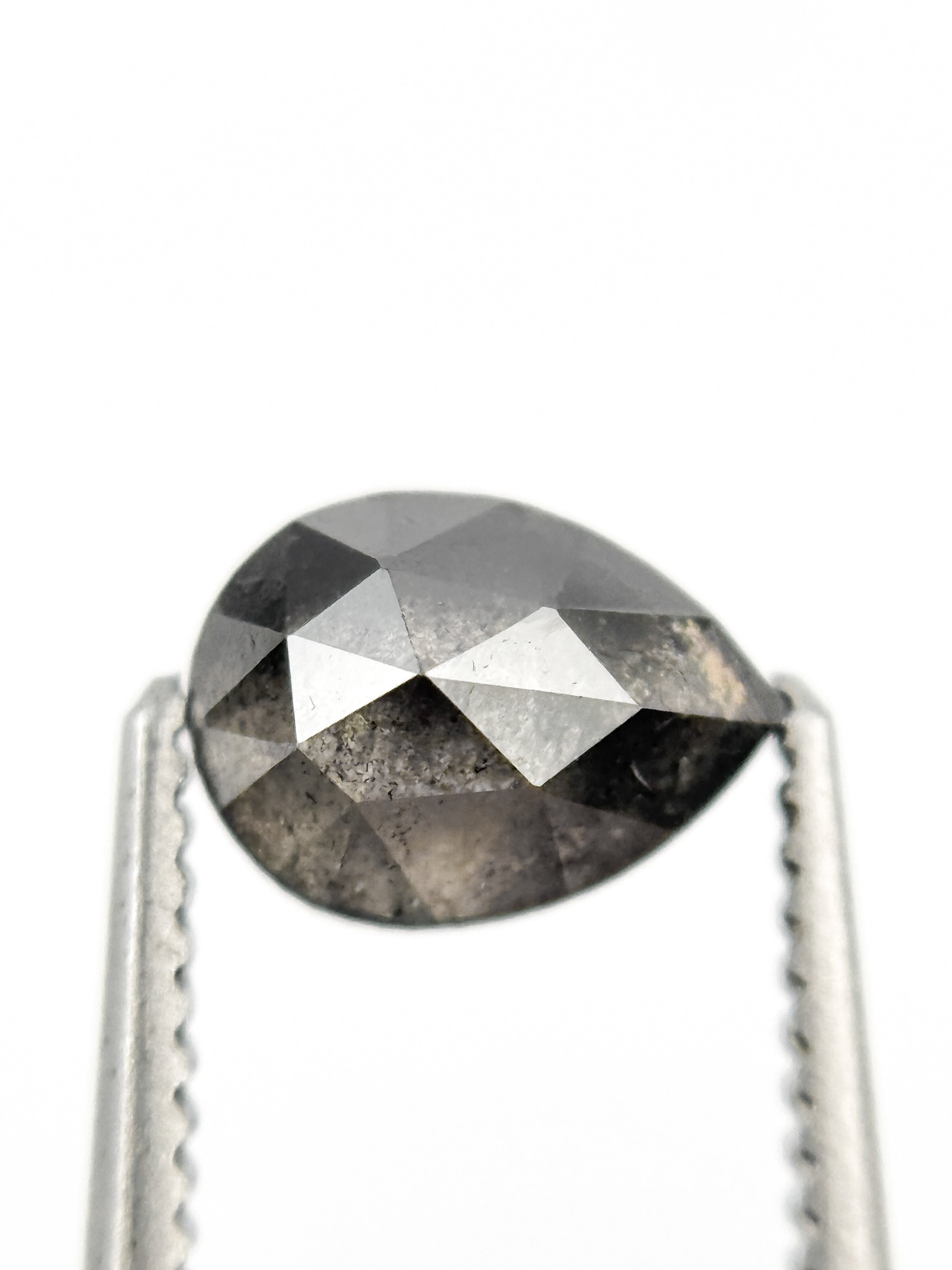 0.75 Ct Pear Rose Cut Grey Natural Minimalist Diamond