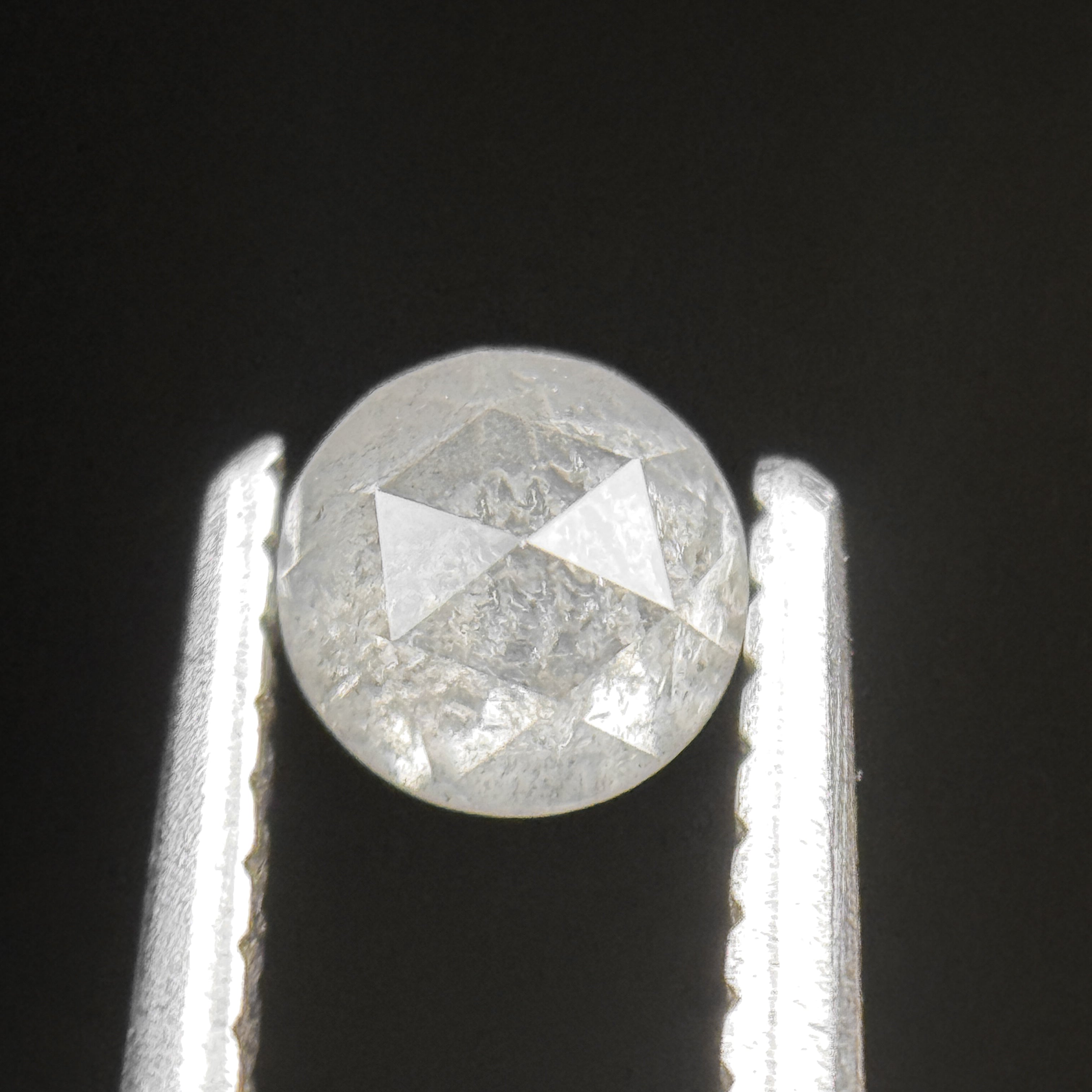 0.44 Ct Round Rose Cut White Natural Salt and Pepper Diamond