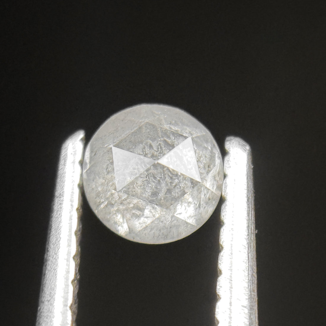 0.44 Ct Round Rose Cut White Natural Salt and Pepper Diamond