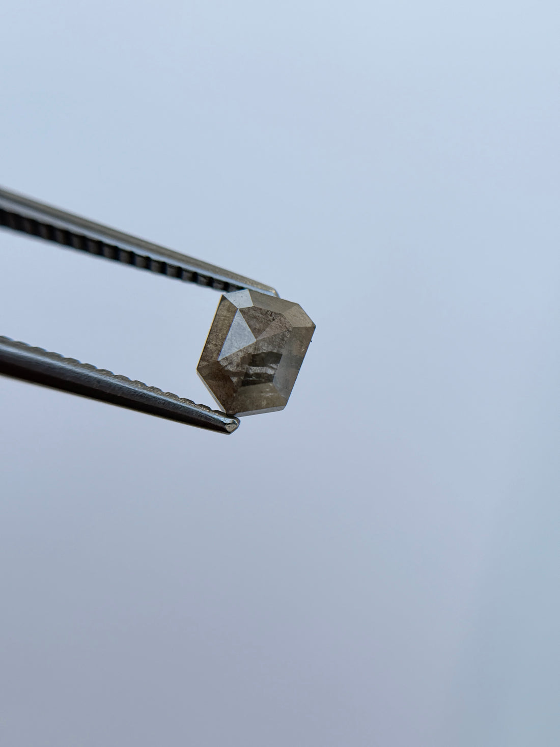 0.78 Ct Bullet Rose Cut Grey Natural Salt and Pepper Diamond