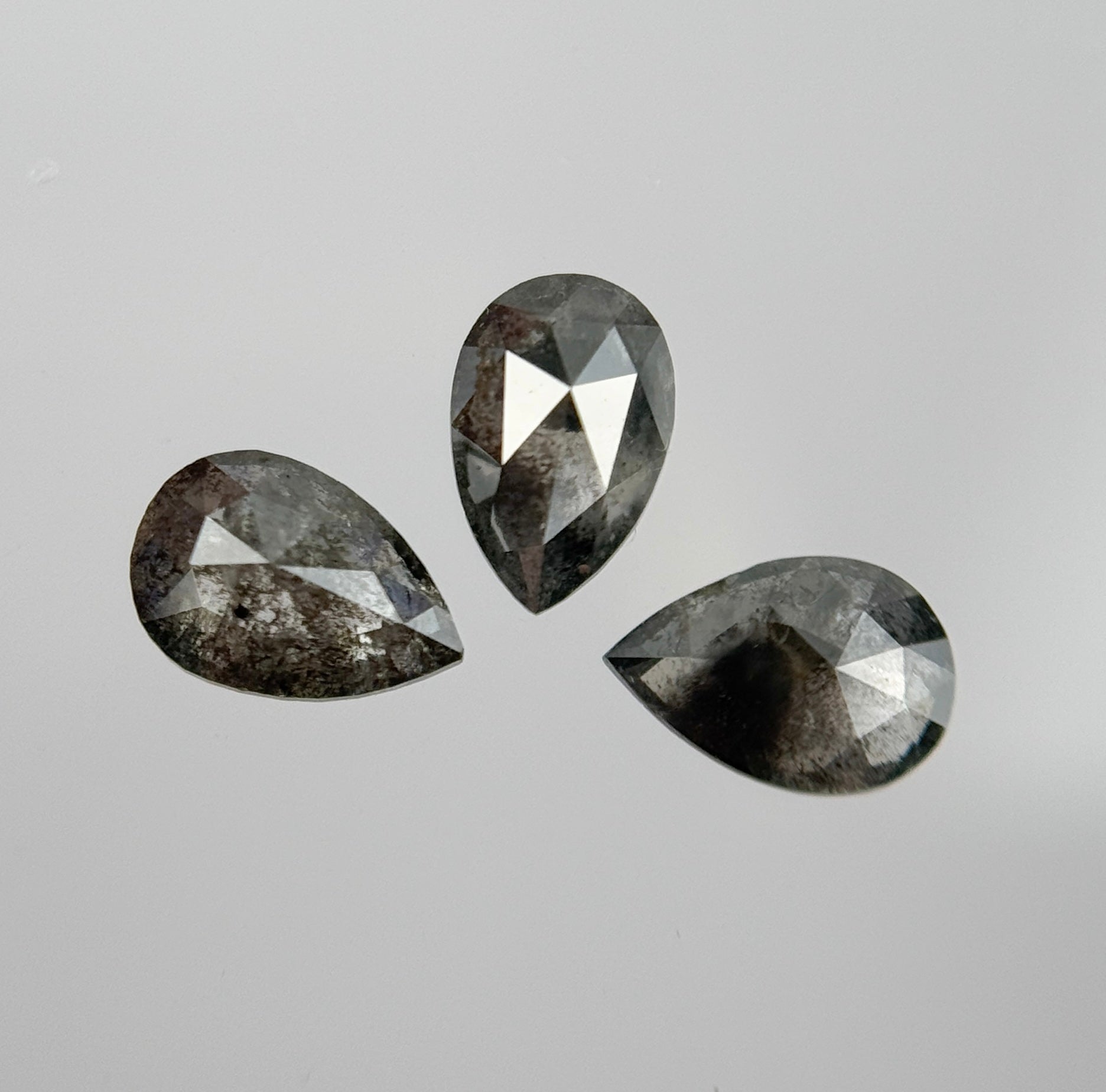 6 X 4 MM Pear Rose Cut Grey Natural Galaxy Diamond