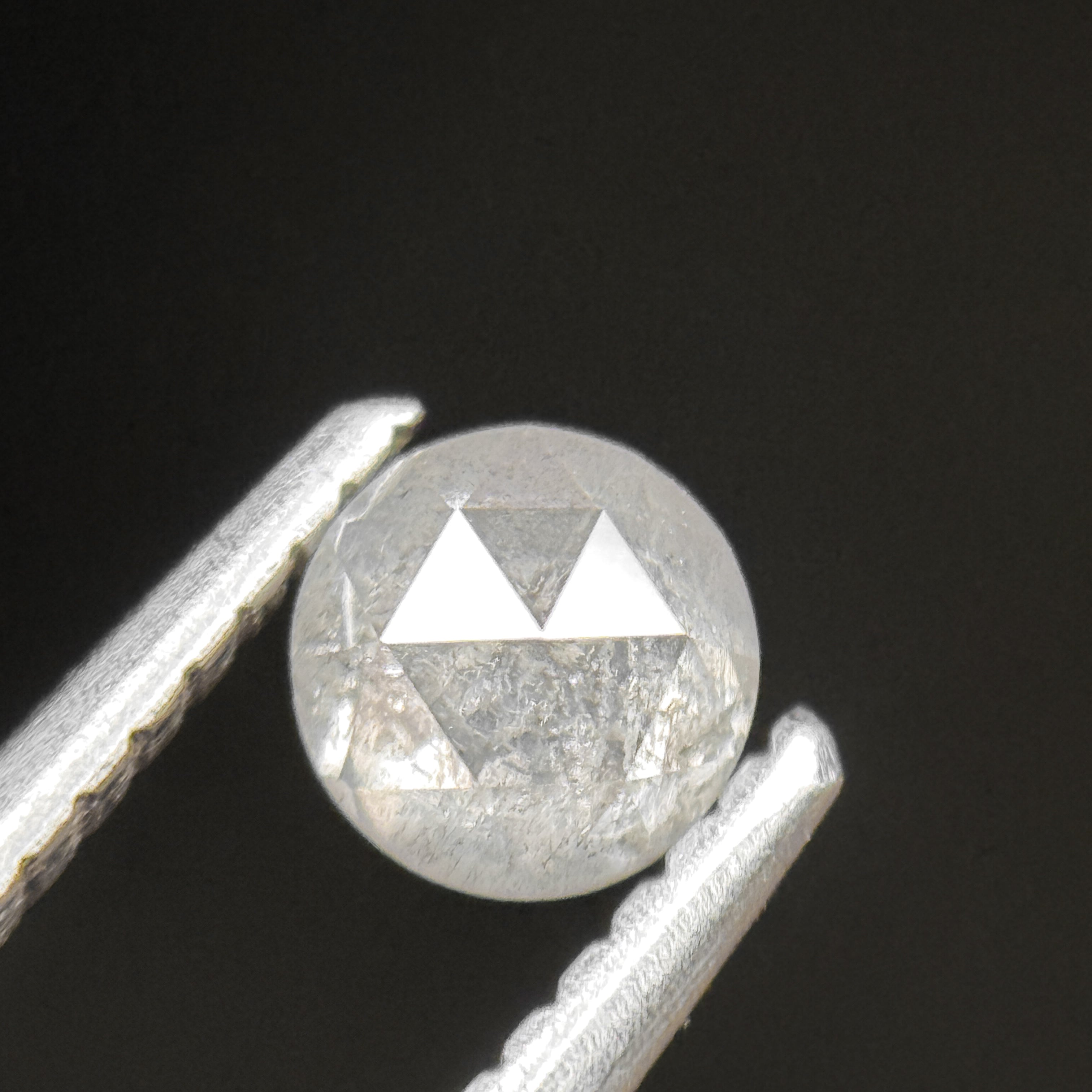 0.44 Ct Round Rose Cut White Natural Salt and Pepper Diamond