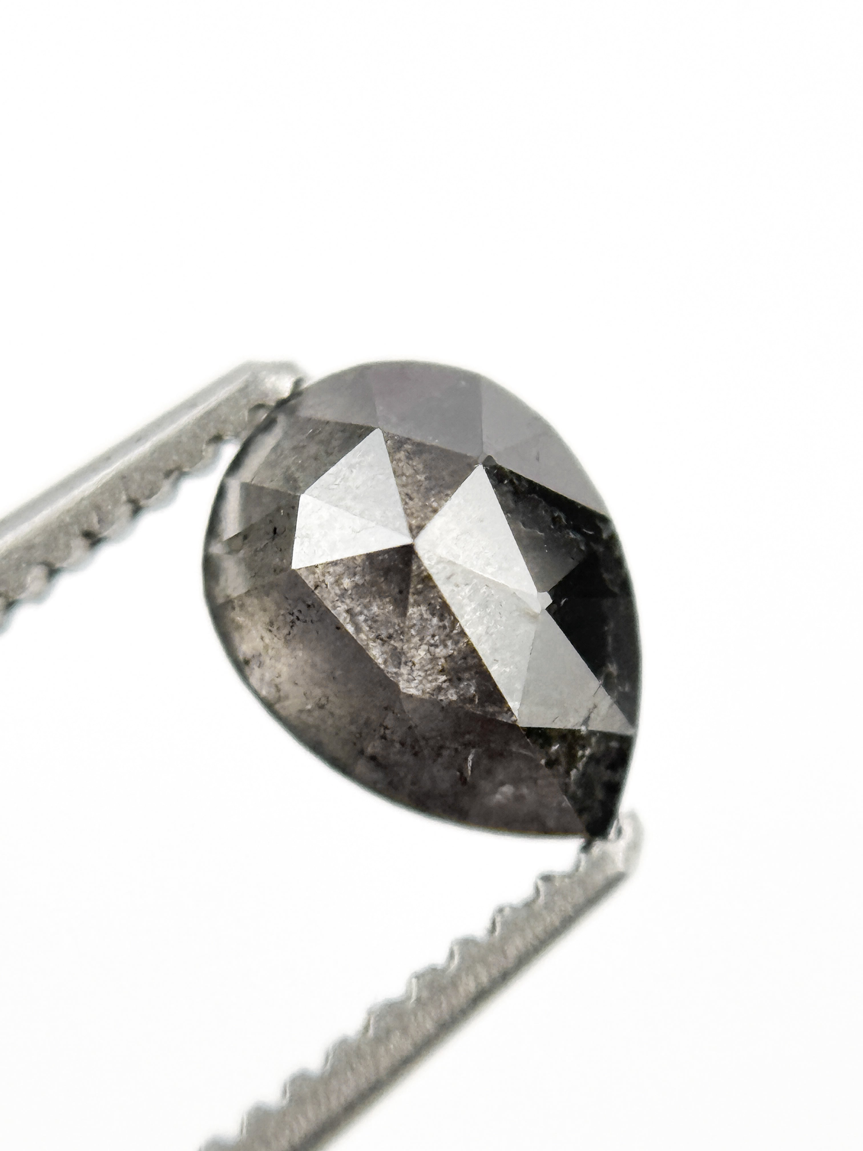 0.75 Ct Pear Rose Cut Grey Natural Minimalist Diamond