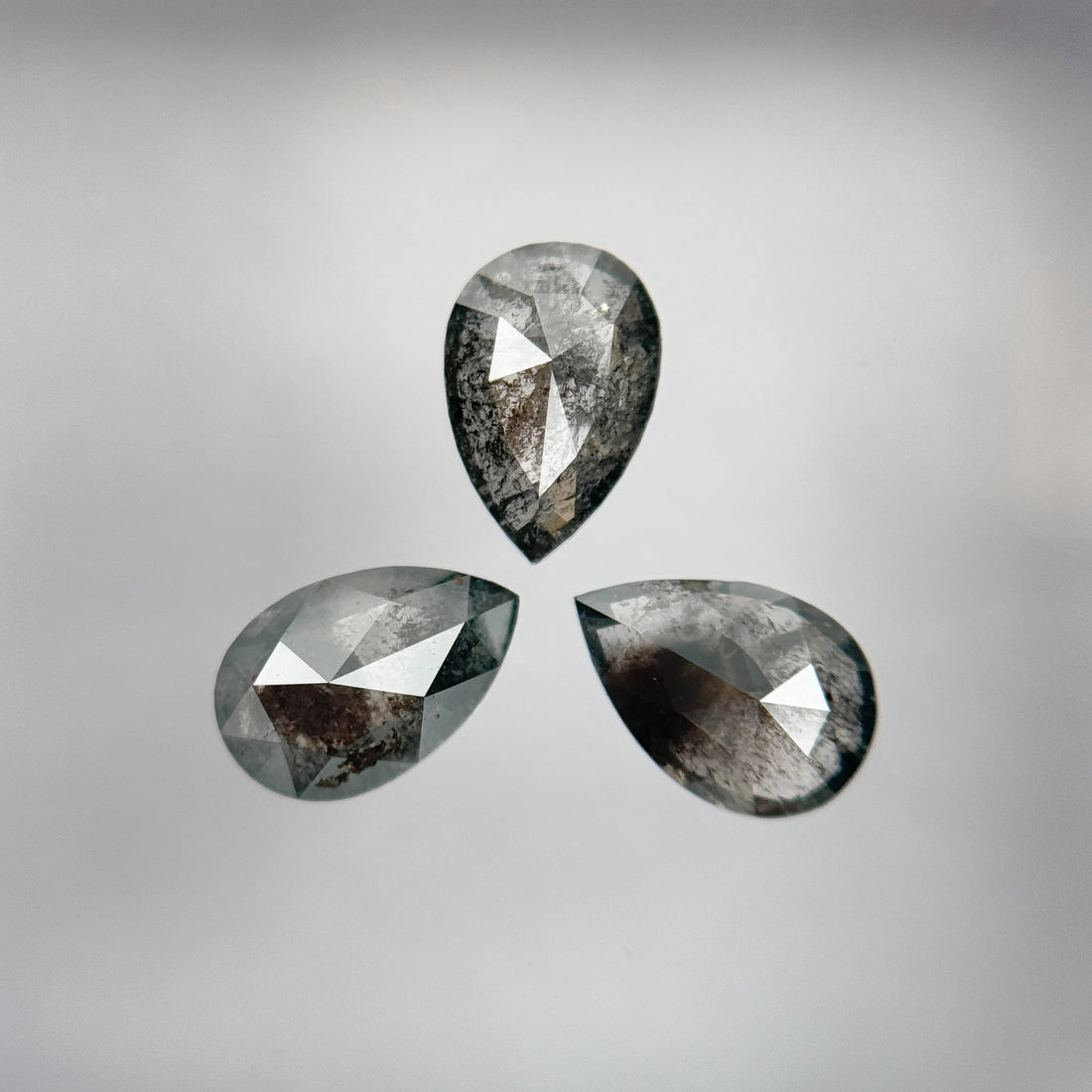 6 X 4 MM Pear Rose Cut Grey Natural Galaxy Diamond