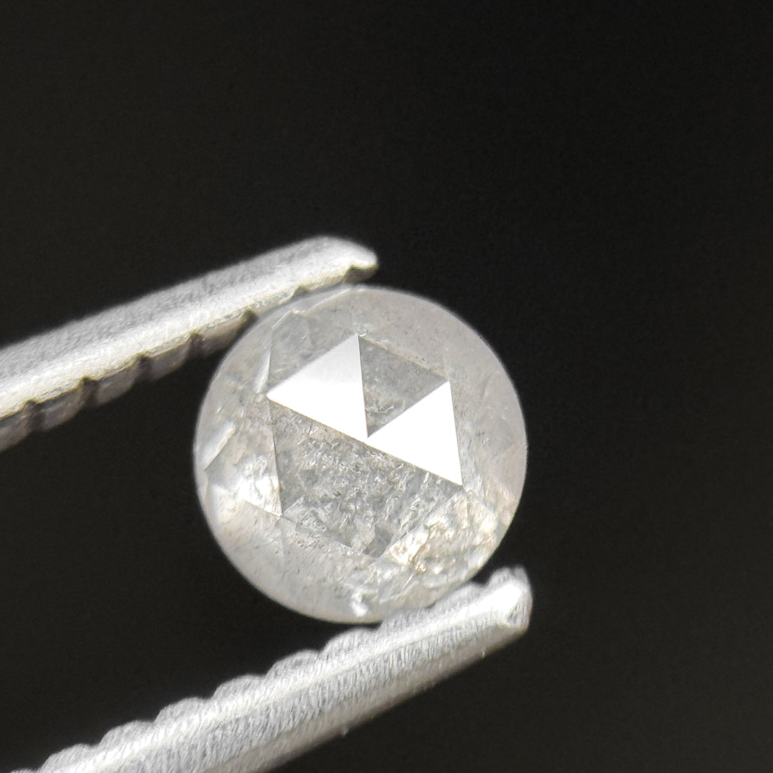 0.44 Ct Round Rose Cut White Natural Salt and Pepper Diamond