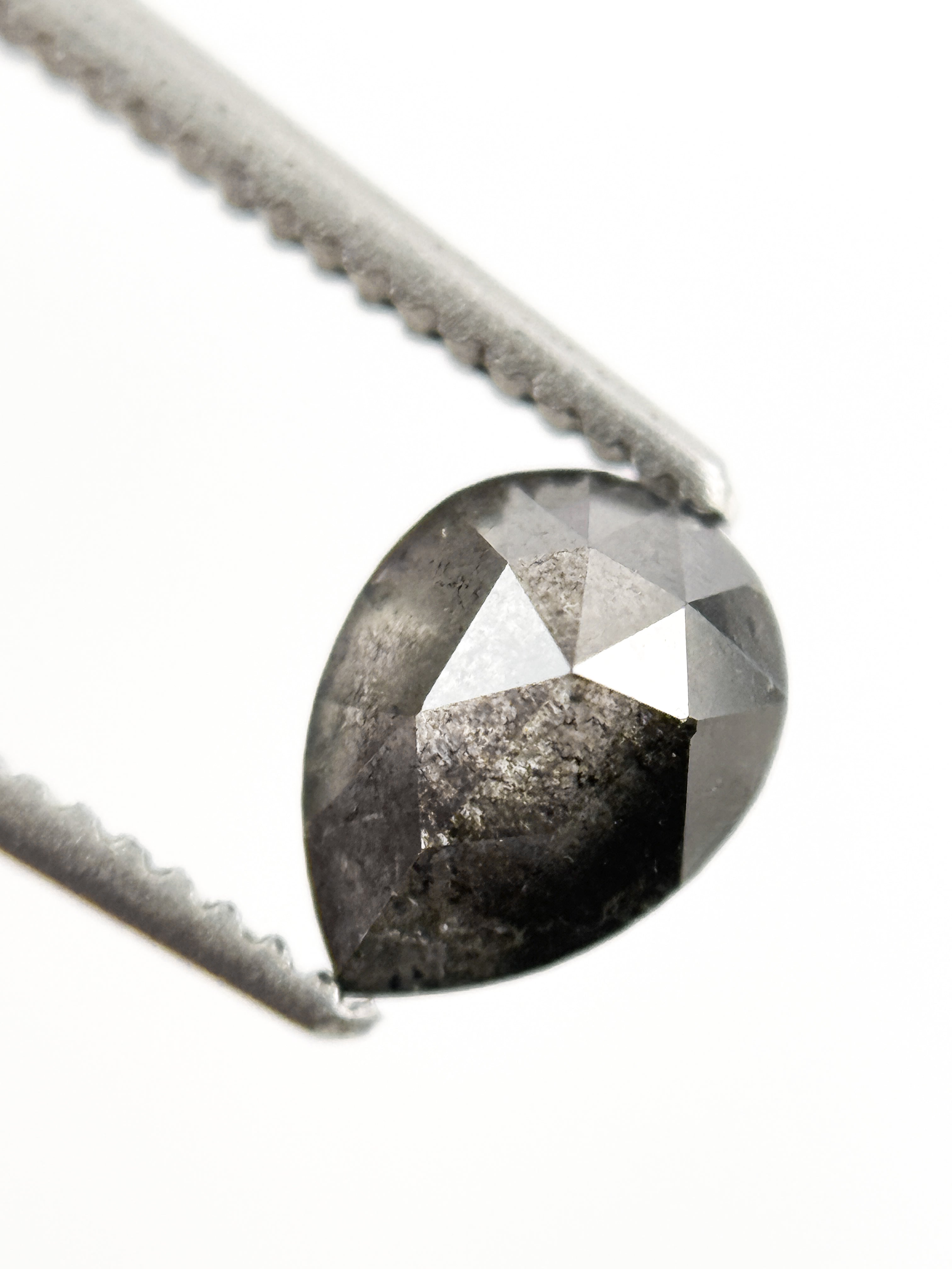 0.75 Ct Pear Rose Cut Grey Natural Minimalist Diamond