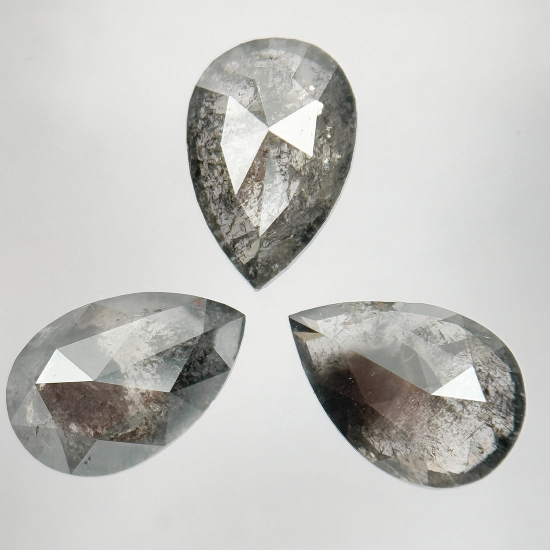 6 X 4 MM Pear Rose Cut Grey Natural Galaxy Diamond