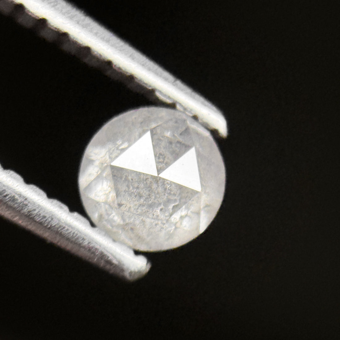 0.44 Ct Round Rose Cut White Natural Salt and Pepper Diamond