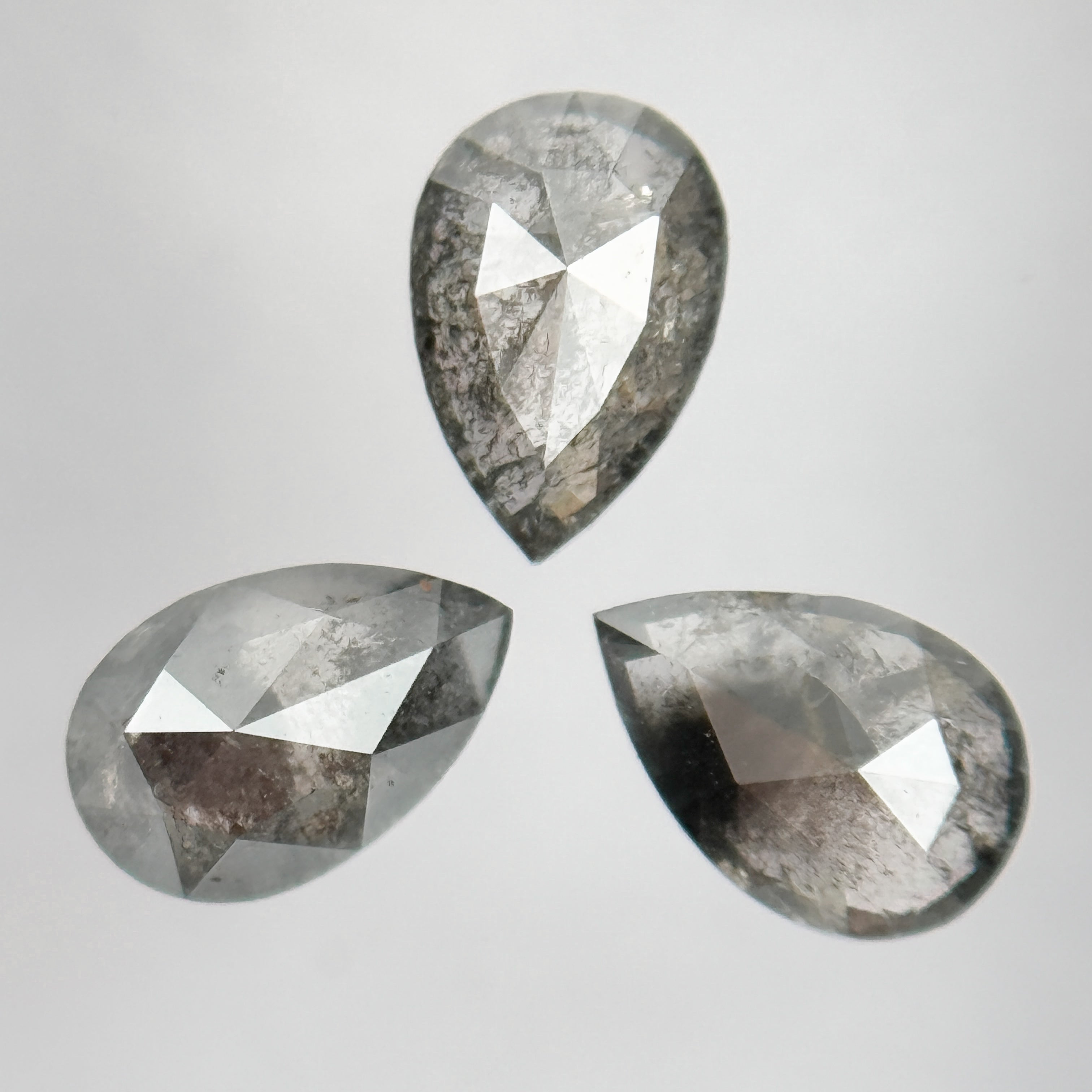 6 X 4 MM Pear Rose Cut Grey Natural Galaxy Diamond