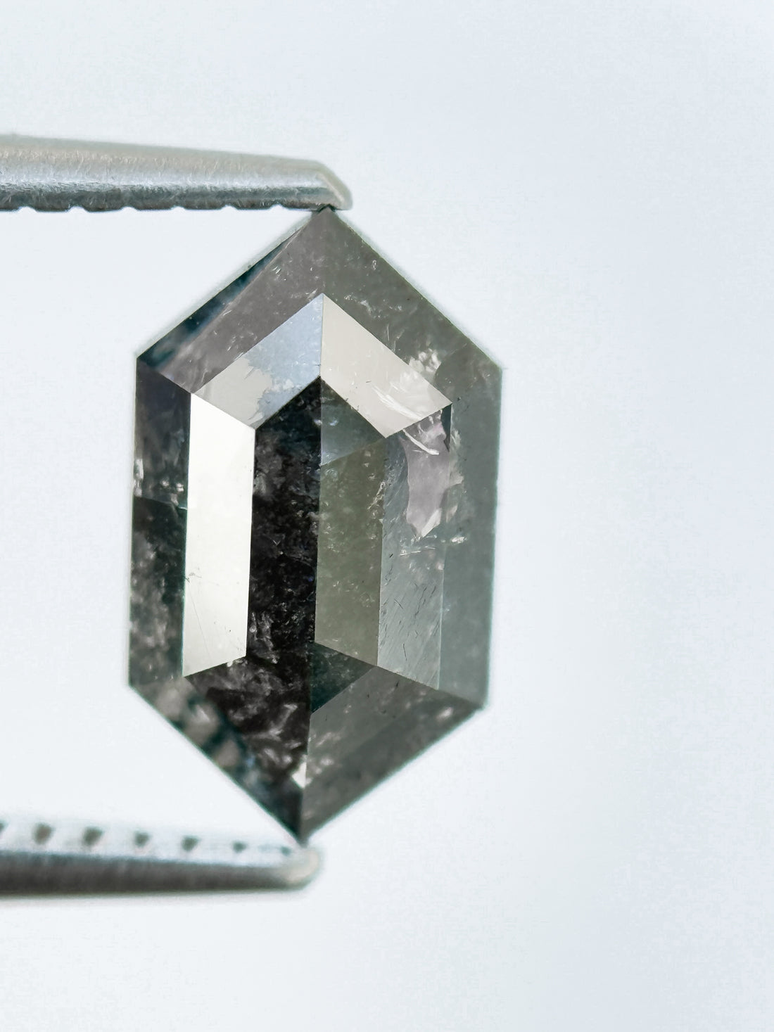 1.73 Ct Hexagon Rose Cut Grey Natural Salt and Pepper Diamond