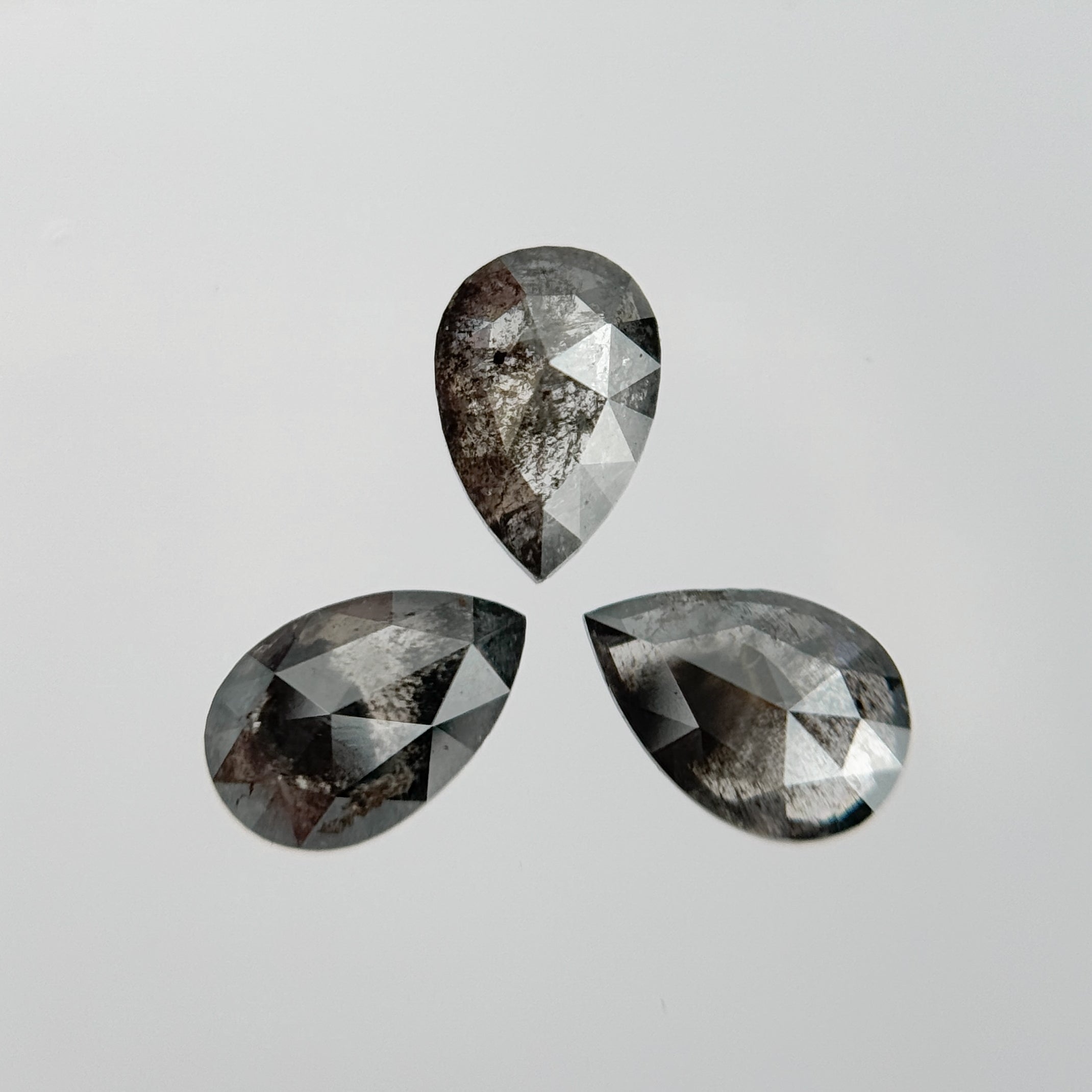 6 X 4 MM Pear Rose Cut Grey Natural Galaxy Diamond