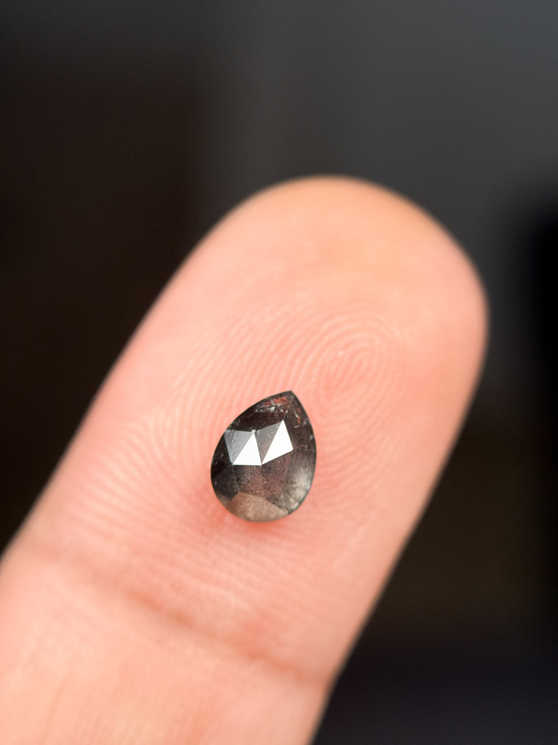 0.75 Ct Pear Rose Cut Grey Natural Minimalist Diamond