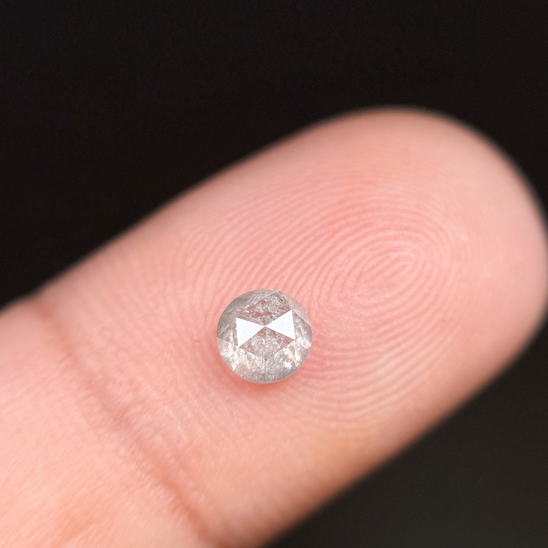 0.44 Ct Round Rose Cut White Natural Salt and Pepper Diamond