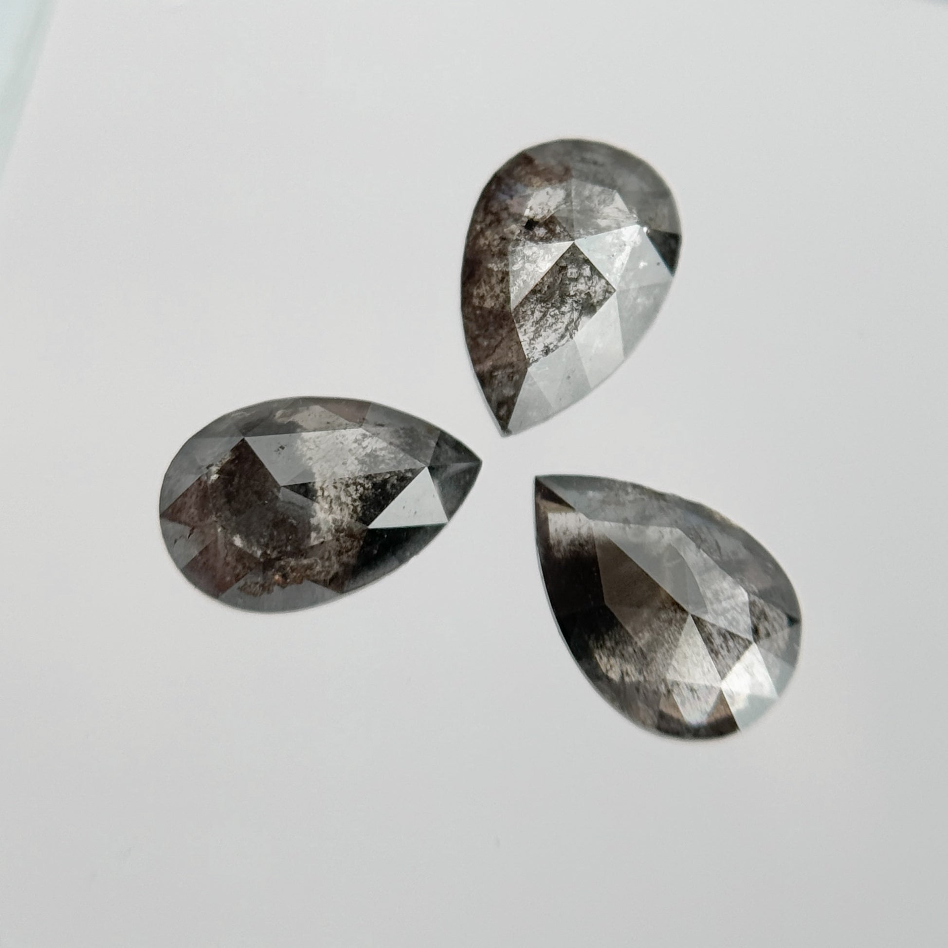 1.16 Ct Pear Rose Cut Grey Natural Salt and Pepper Diamond
