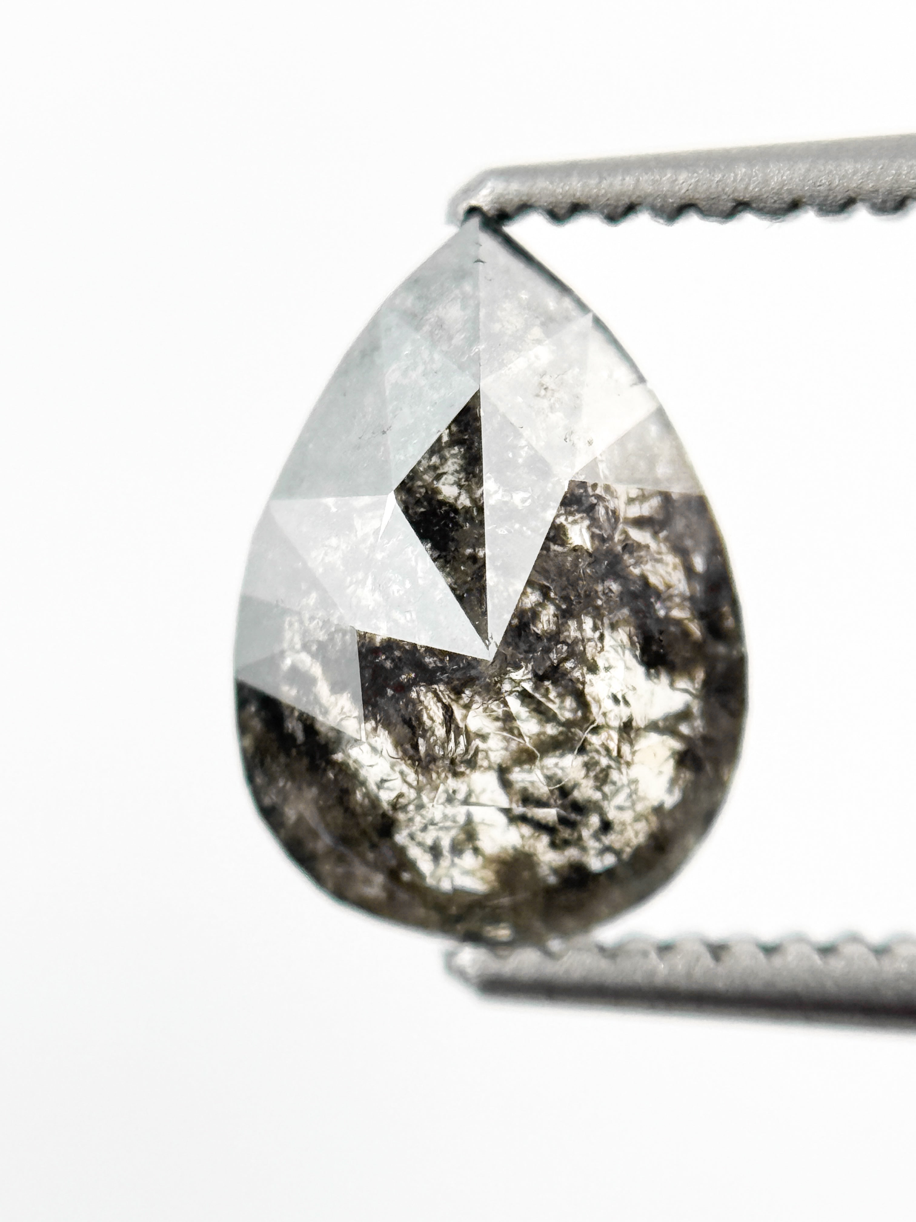1.09 Ct Pear Rose Cut Grey Natural Galaxy Diamond
