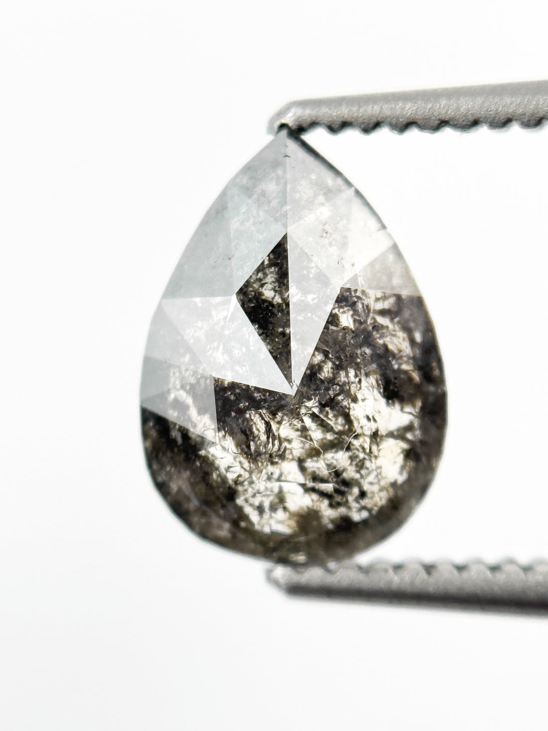 1.09 Ct Pear Rose Cut Grey Natural Galaxy Diamond