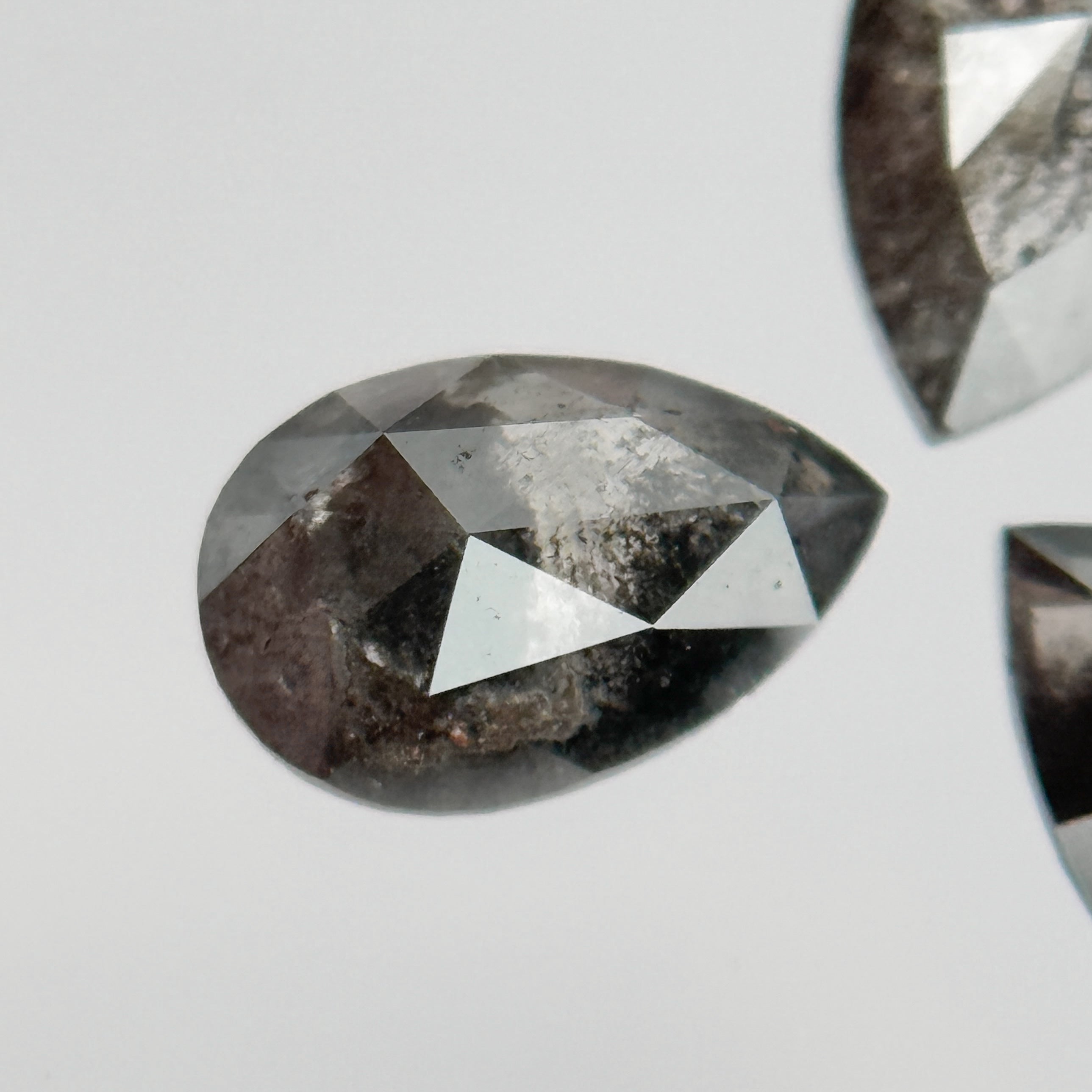 6 X 4 MM Pear Rose Cut Grey Natural Galaxy Diamond