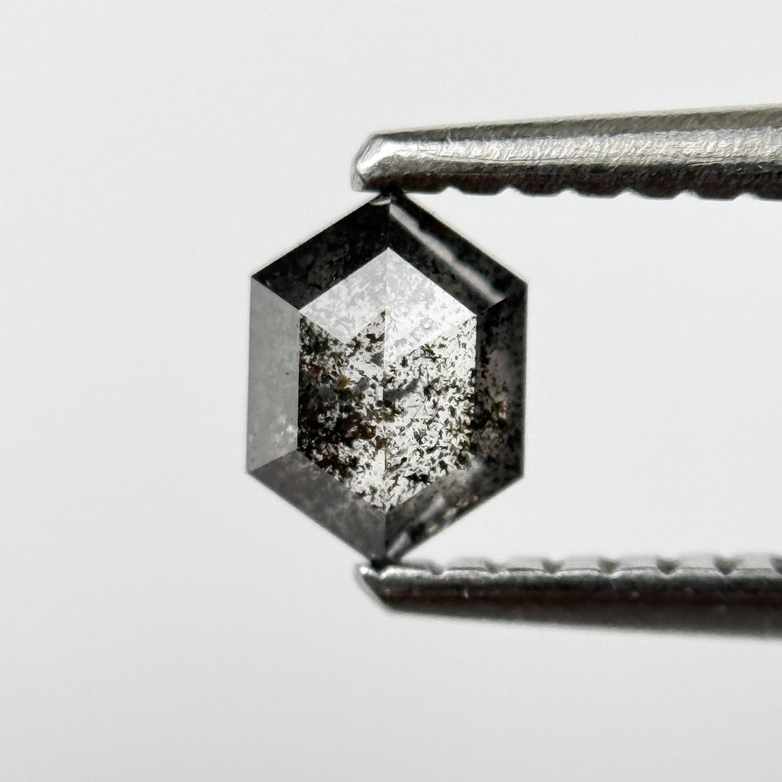 0.39 Ct Hexagon Rose Cut Grey Natural Salt and Pepper Diamond
