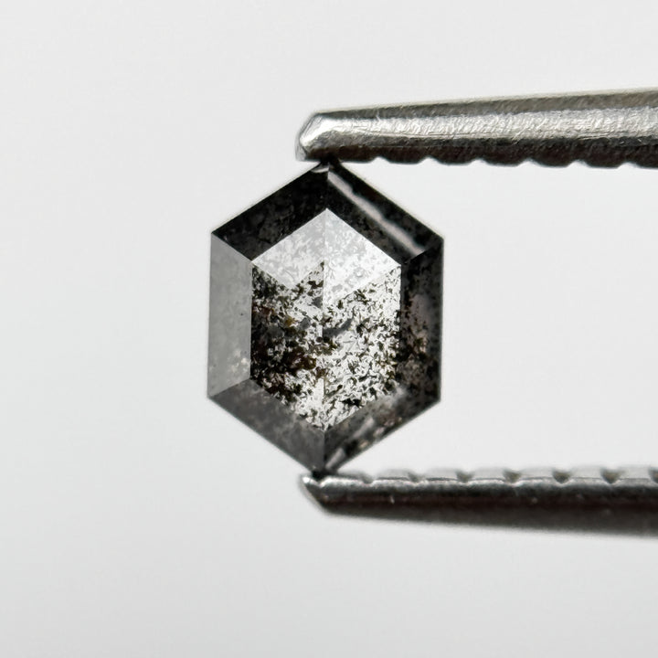 0.39 Ct Hexagon Rose Cut Grey Natural Salt and Pepper Diamond
