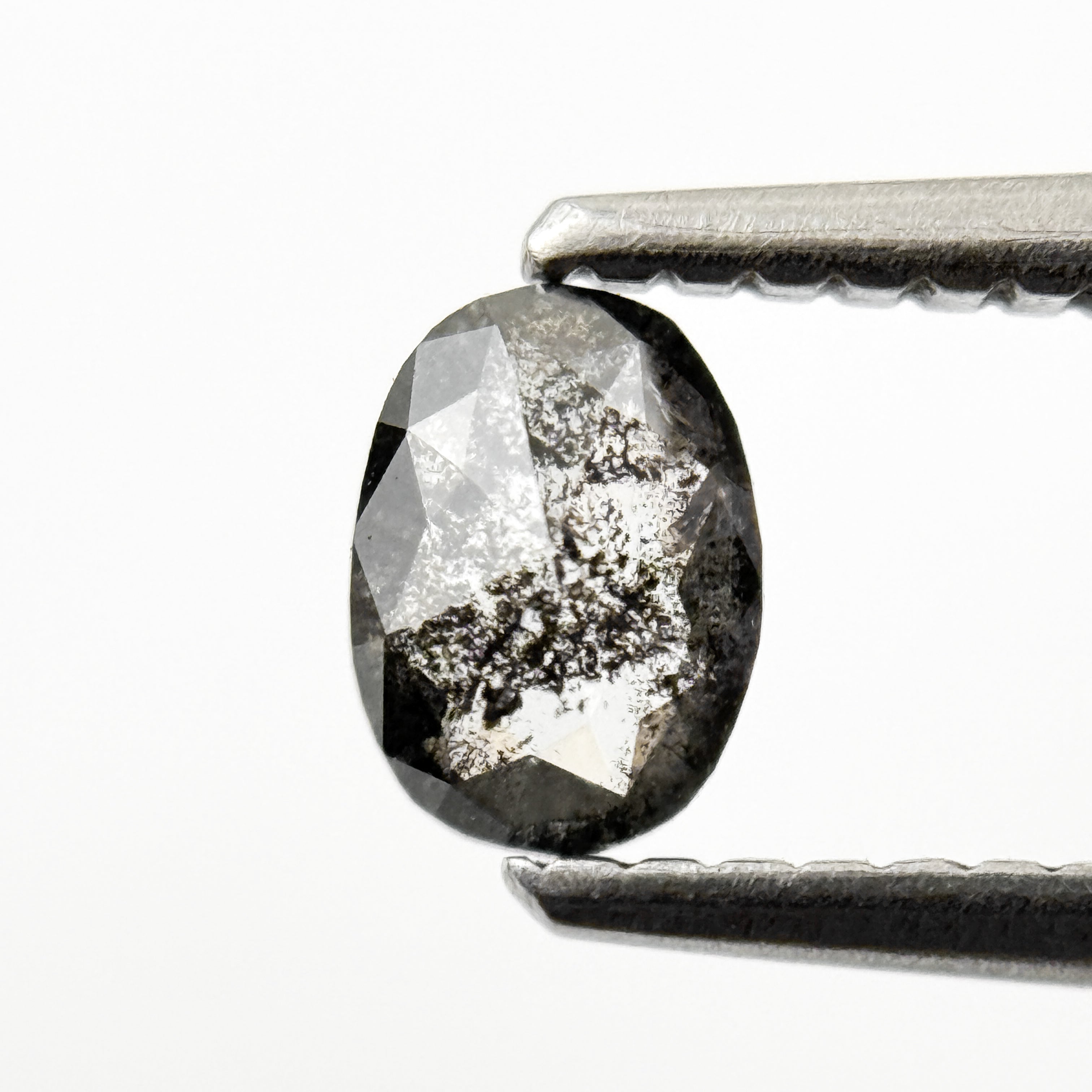 0.43 Ct Oval Rose Cut Grey Natural Salt and Pepper Diamond