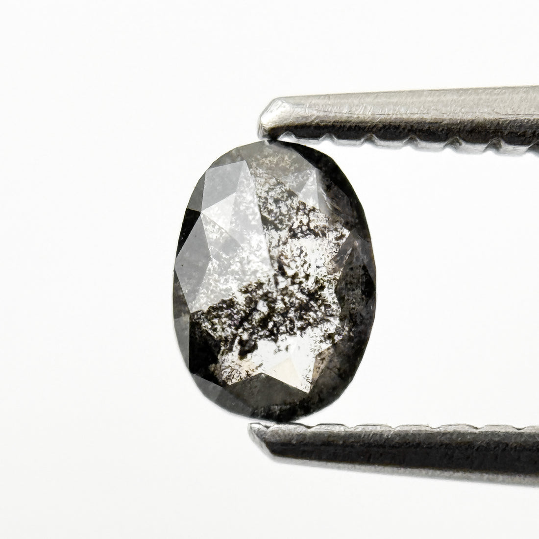 0.43 Ct Oval Rose Cut Grey Natural Salt and Pepper Diamond