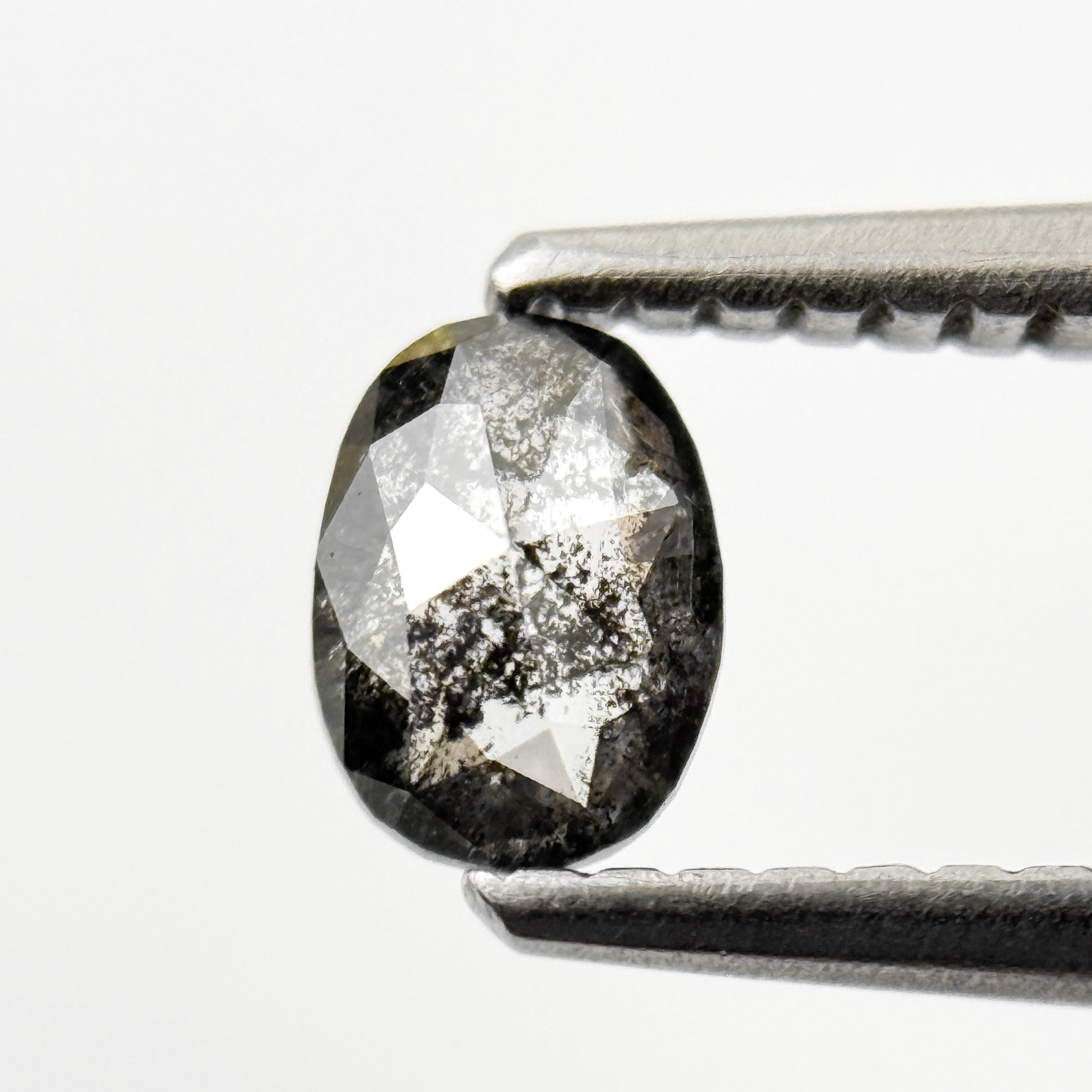 0.43 Ct Oval Rose Cut Grey Natural Salt and Pepper Diamond